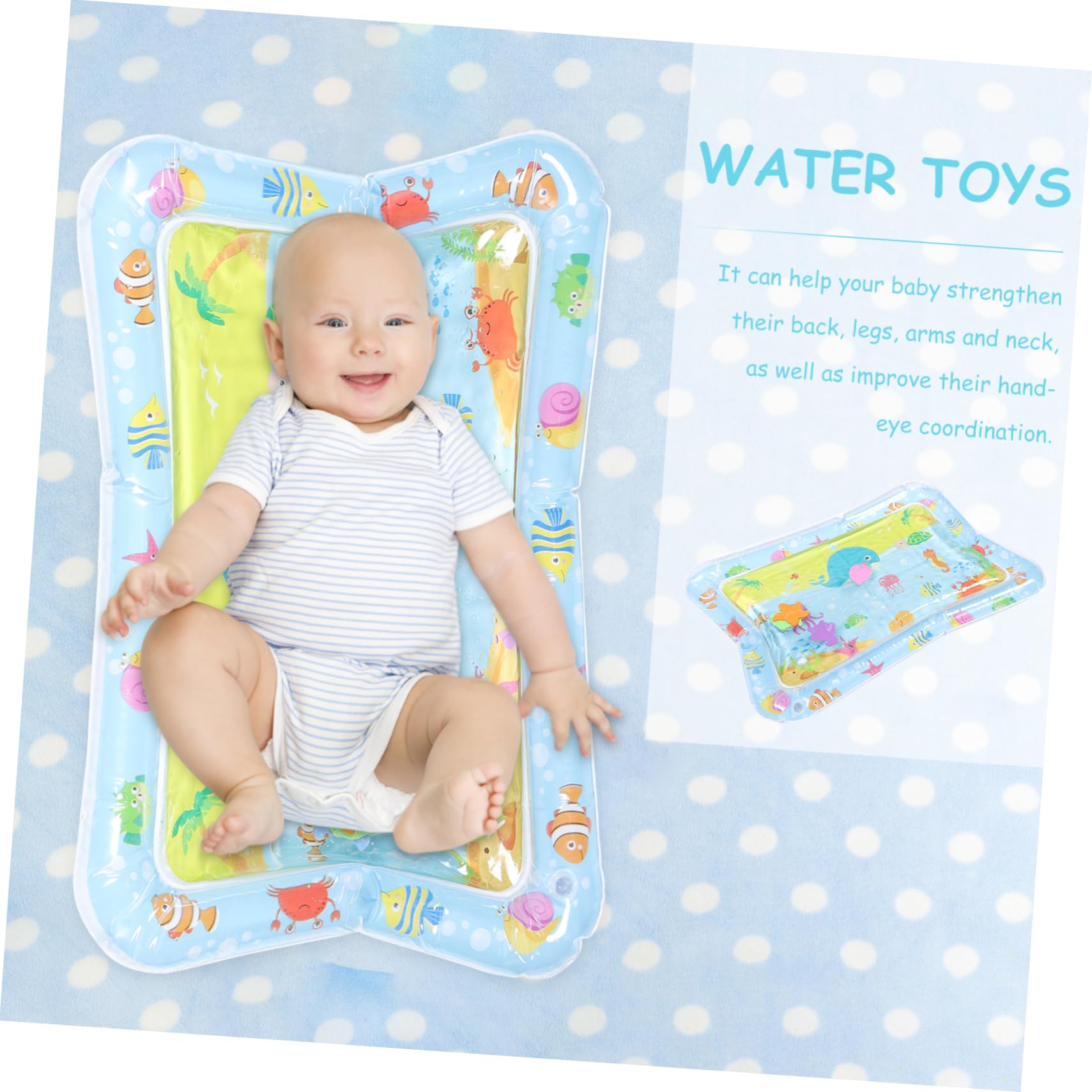 FAVOMOTO 5-Piece Inflatable Baby Tummy Time Mat Set - Water Play Mat, PVC Sensory Toys for Infants, Toddler Development & Bath Time Fun