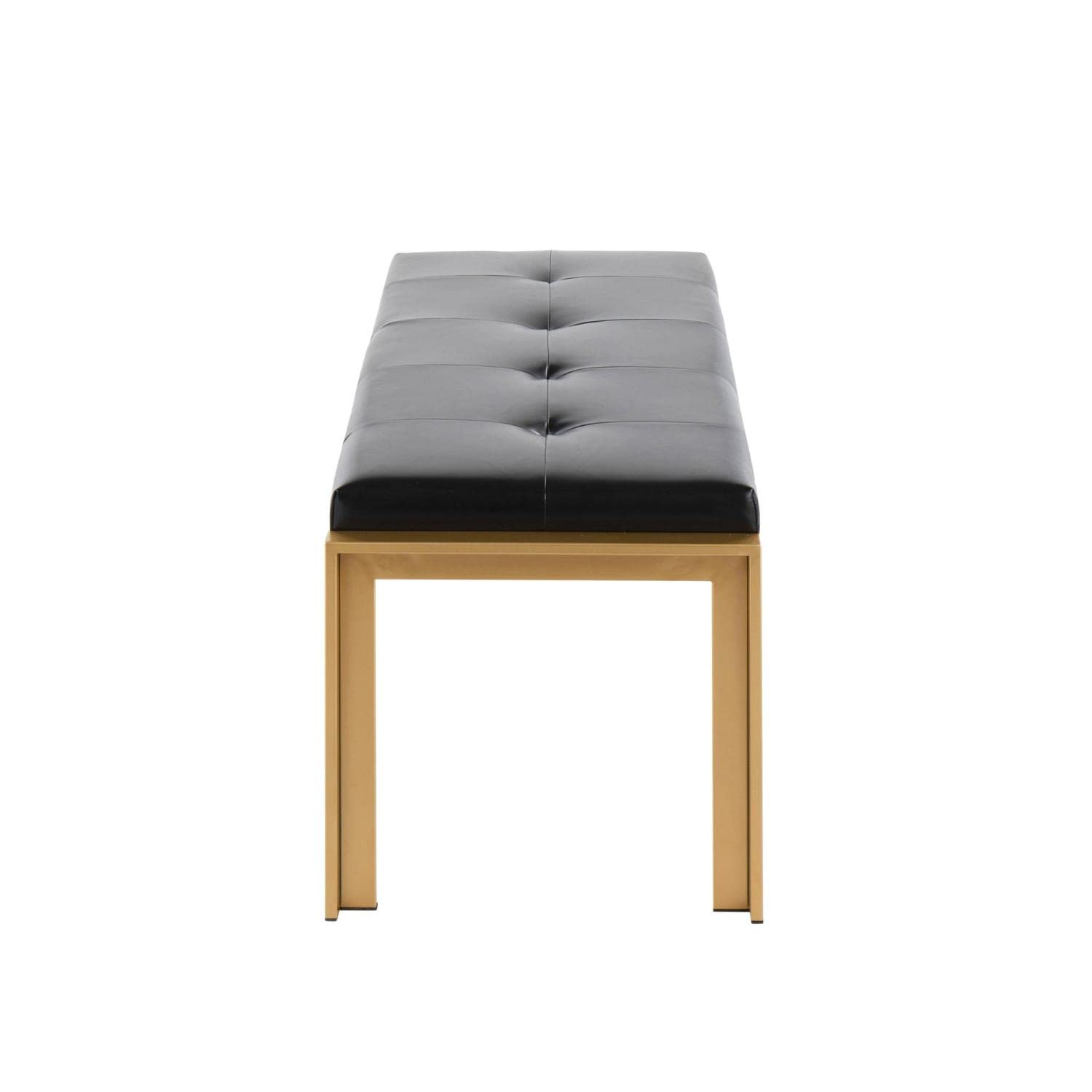 LumiSource Fuji Bench - Gold Faux Leather Upholstered Entryway Bench, Bedroom Bench & Dining Bench | Perfect for Hallway Seating, Bed Footboard & Kitchen Dining Set