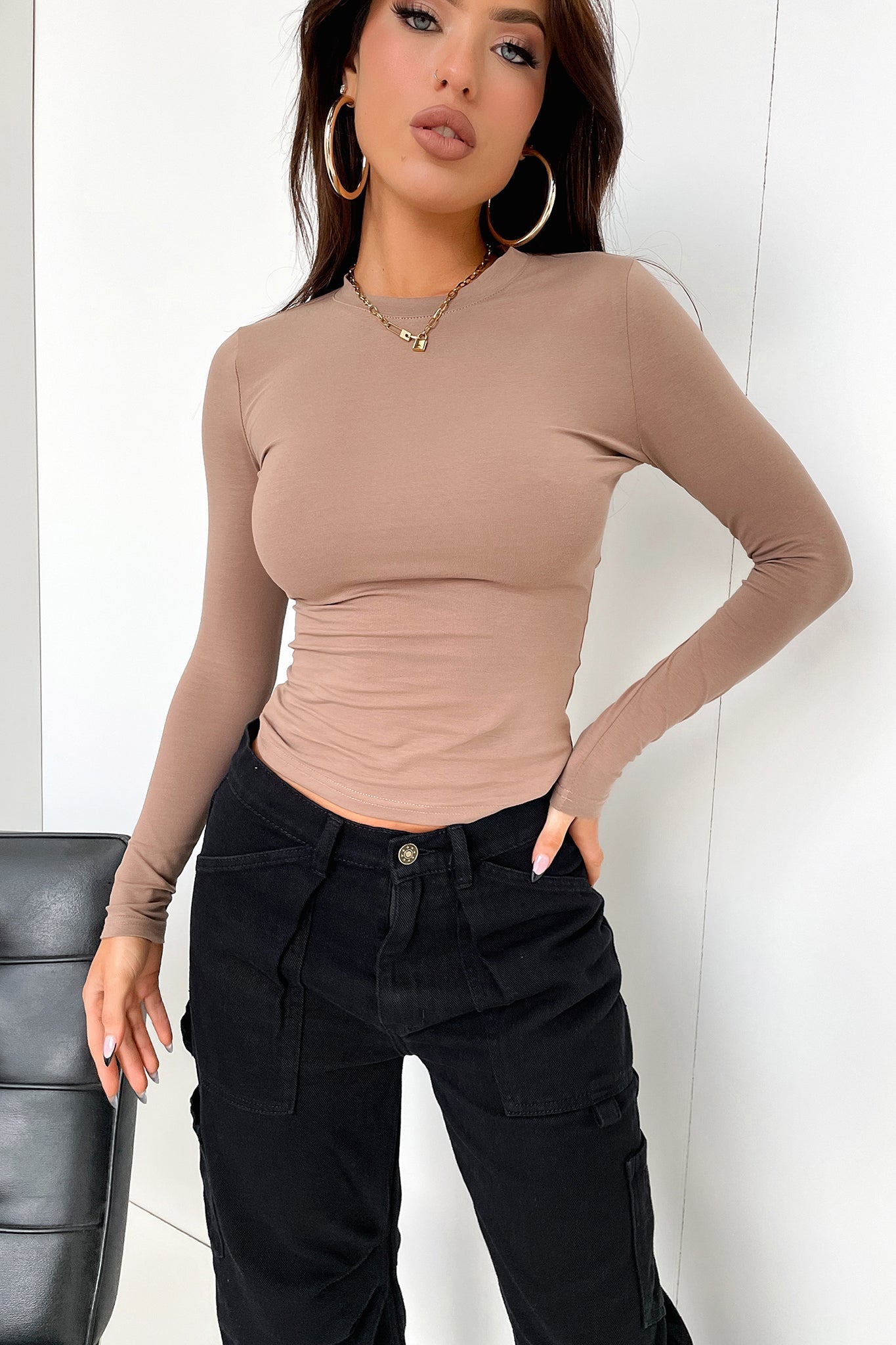 Premium Lemar Long Sleeve T-Shirt for Men - Soft Cotton Comfort Fit Casual Top in Rich Brown | Perfect for Everyday Wear, Office & Outdoor Activities
