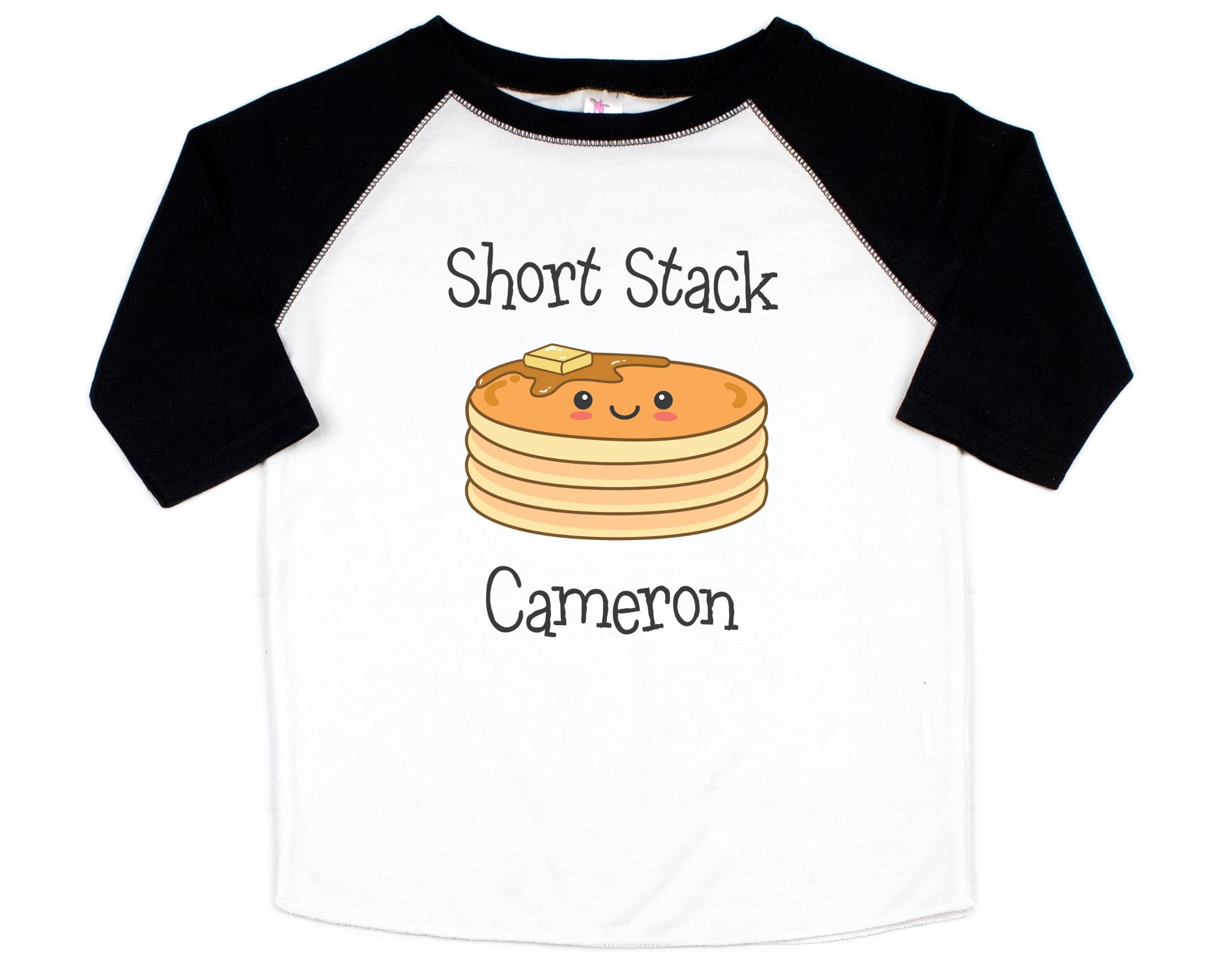 Short Stack Toddler Tee - Adorable Personalized Pancake T-Shirt for Boys & Girls - Funny Food Graphic Baby Shirt - Custom Kids Clothing Gift for Son or Daughter - Perfect for Breakfast Outings & Family Photos (White)