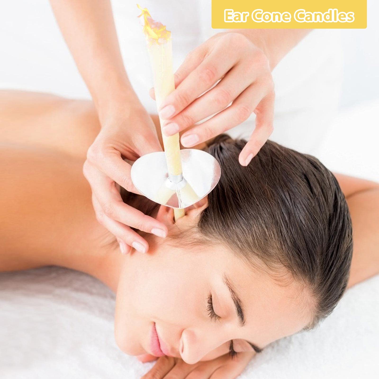 Natural Hopi Ear Candles for Ear Blocked - Beeswax Cones with 8 Disks for Relaxation & Cleansing
