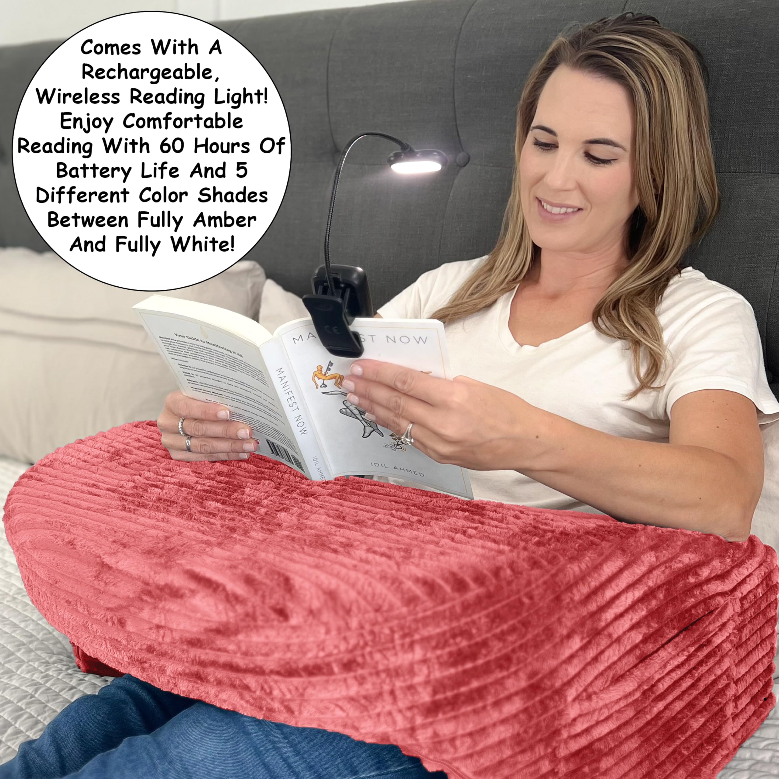 Homie 3-in-1 Memory Foam Reading Pillow with LED Light & Wrist Support - Extra Large Lap Desk for Gaming, Working & Relaxing - Perfect for Steam Deck, Nintendo Switch, Laptop Use in Bed, Couch or Office