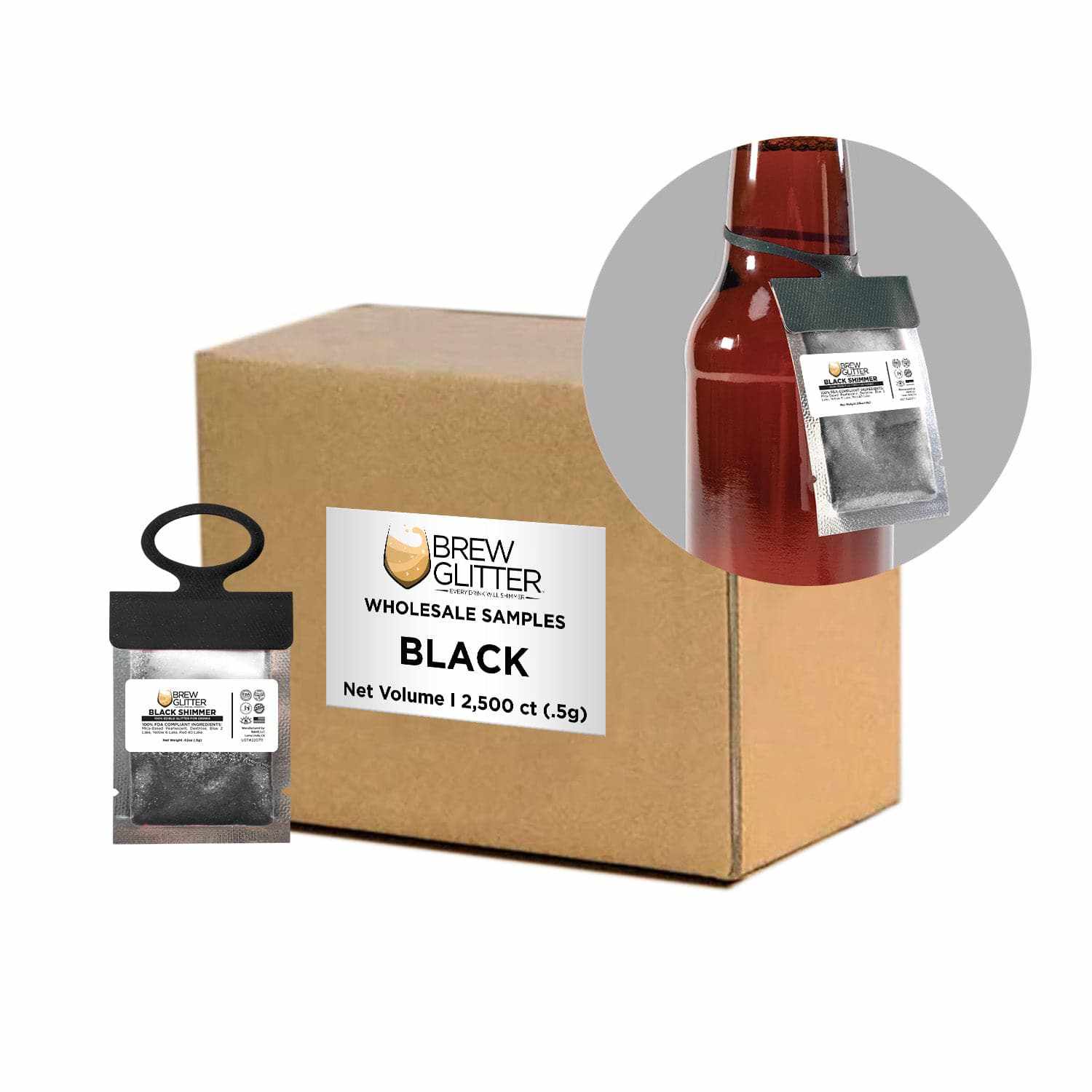 Black Brew Glitter® Necker - Bulk Wholesale Scarf for Women & Men | Perfect for Parties, Festivals, and Fashion Accessories