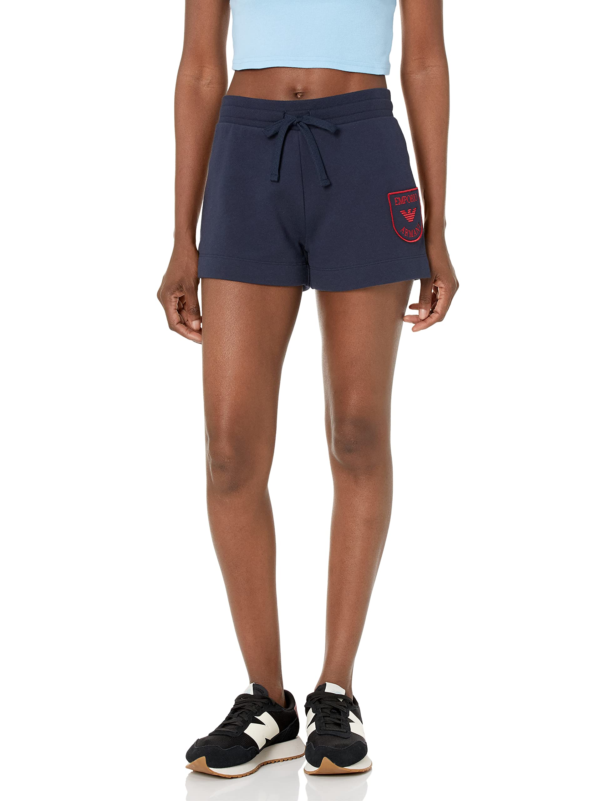 Emporio Armani Women's Iconic Terry Shorts - Comfortable Cotton Lounge Shorts for Summer, Yoga, and Beach Wear | Fashion Casual Shorts for Women