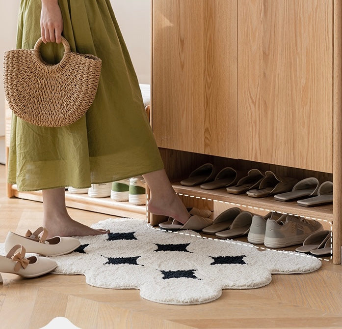 Solid Oak Wood Shoe Storage Cabinet - Modern Nordic Style with Rock Slab Design - Perfect for Entryway, Bedroom, or Closet Organization