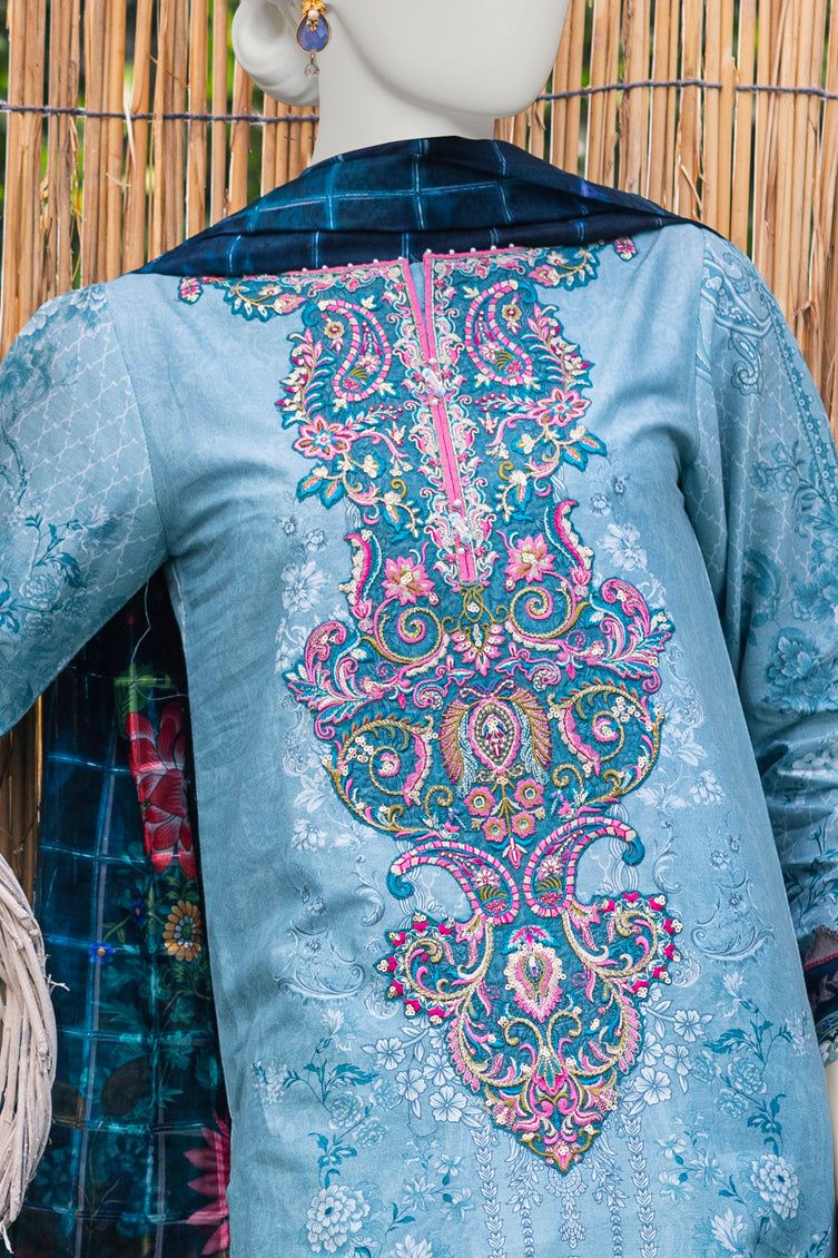 Stylish Cambric Blue 3 Piece Suit by J. Junaid Jamshed | Premium Formal Wear for Weddings, Business Meetings & Special Occasions