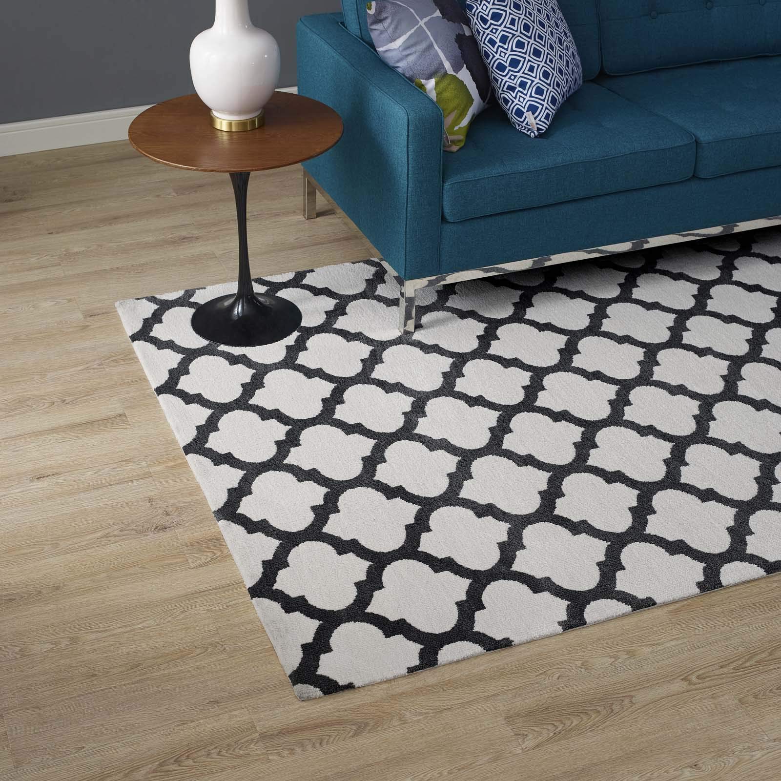 Modern Contemporary Living Room Area Rug - Soft Fabric Carpet in Multi-Gray Shades for Lounge, Bedroom & Home Decor