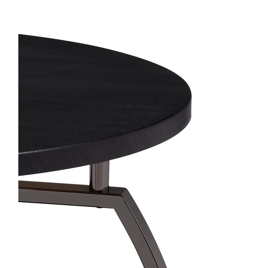 Industrial Modern Round End Table - Dark Grey & Black Nickel Finish with Polished Satin Shelf - Perfect for Living Room, Bedroom or Office Decor