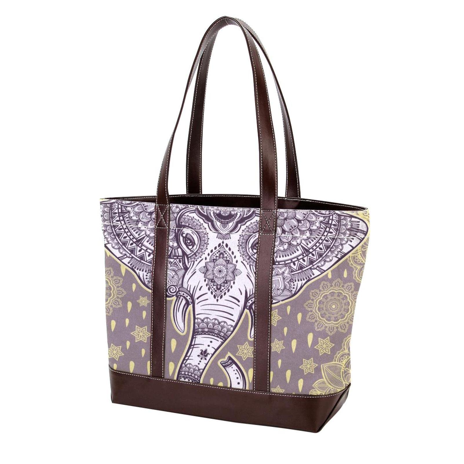 Paris Eiffel Tower Tote Bag for Women - Large Leather & Canvas Shoulder Bag with Top Handle, Fashionable Hobo Purse | Perfect for Travel, Shopping & Daily Use