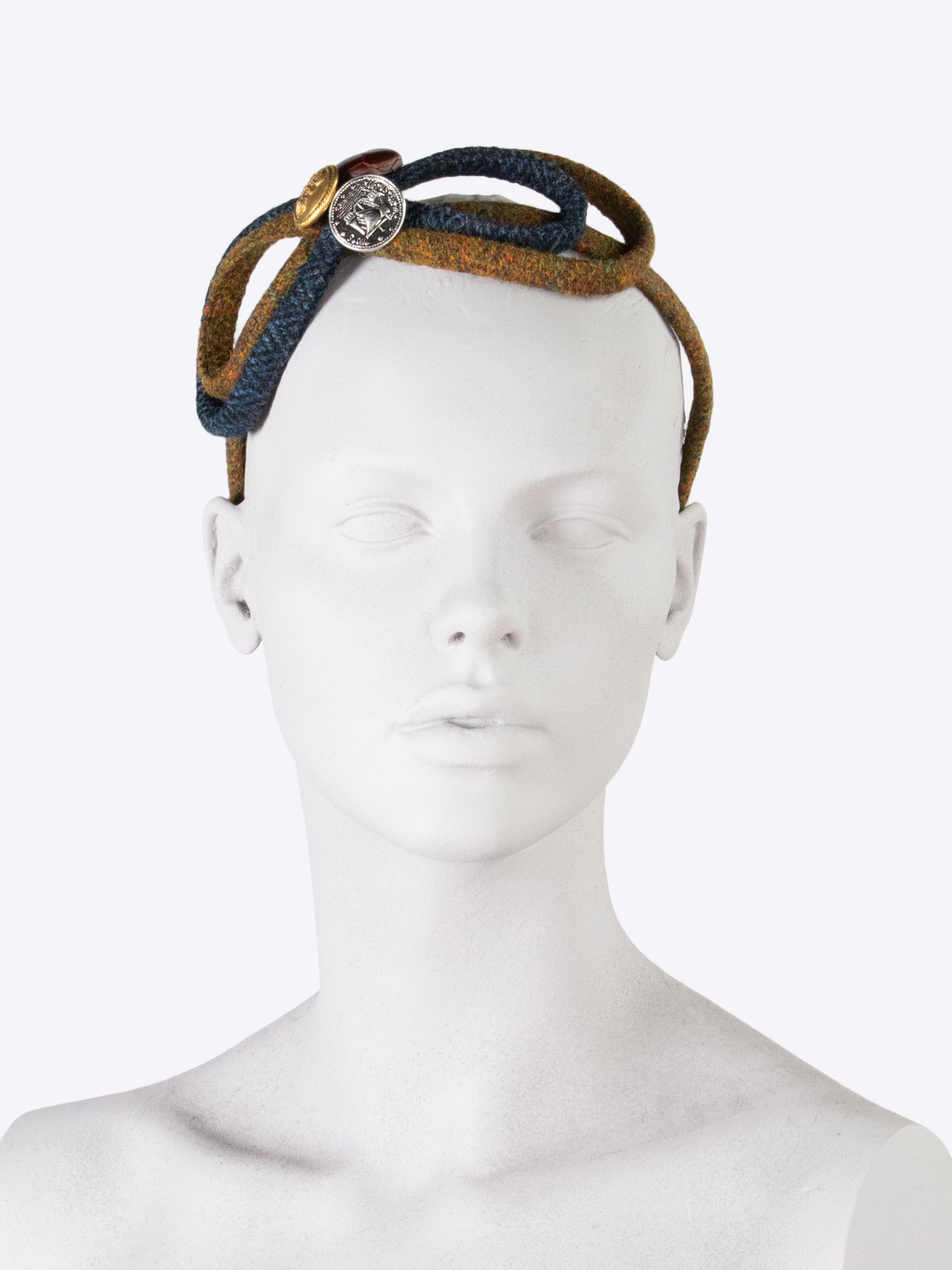 Figure 8 Headband for Women - Navy Blue & Rust Stretchable Hair Accessories for Workouts, Yoga, and Everyday Style