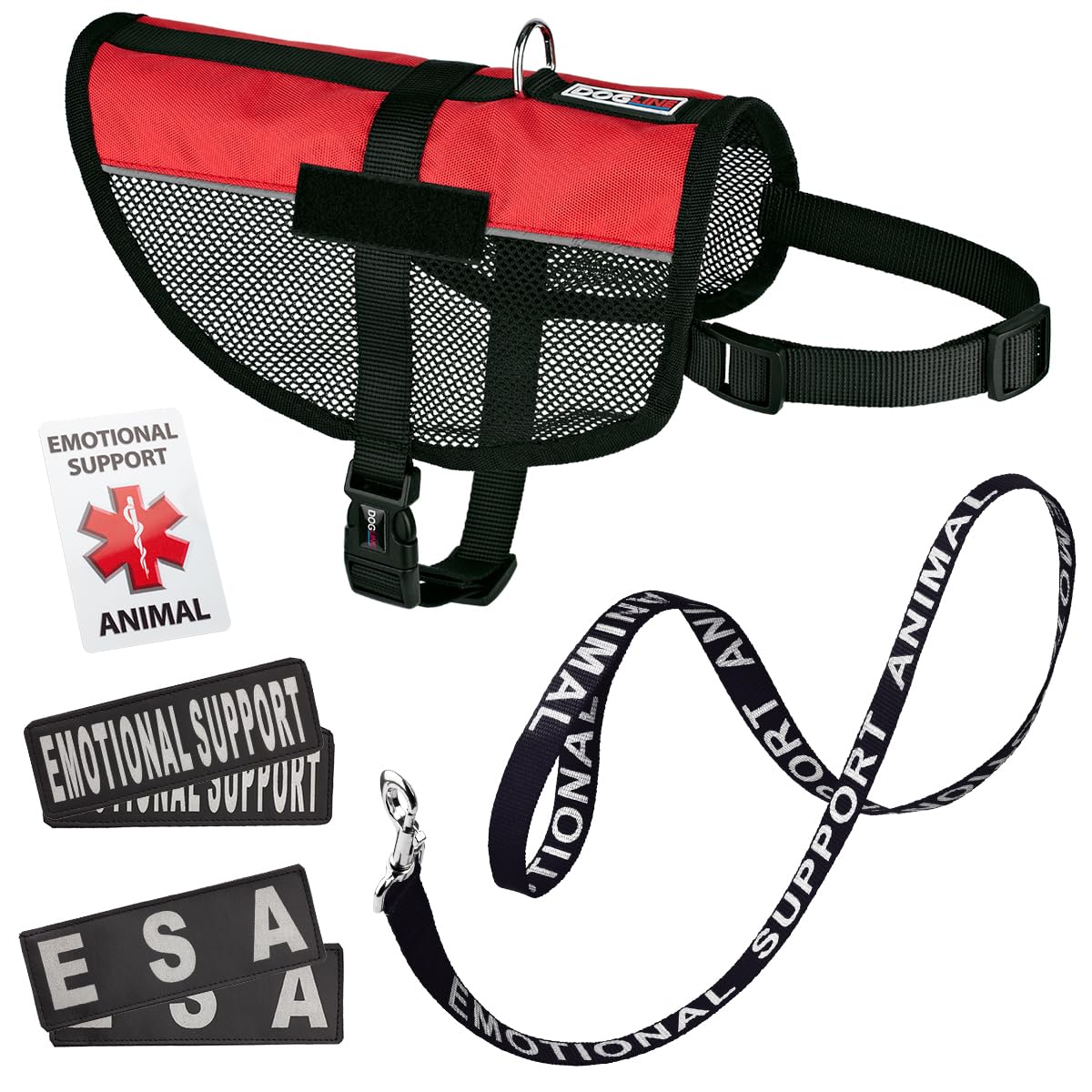 Adjustable Emotional Support Dog Vest Bundle - Service Dog Harness with Reflective ESA Patches, Leash & ID Card for Anxiety Relief | Perfect for Therapy Dogs, Travel & Public Spaces