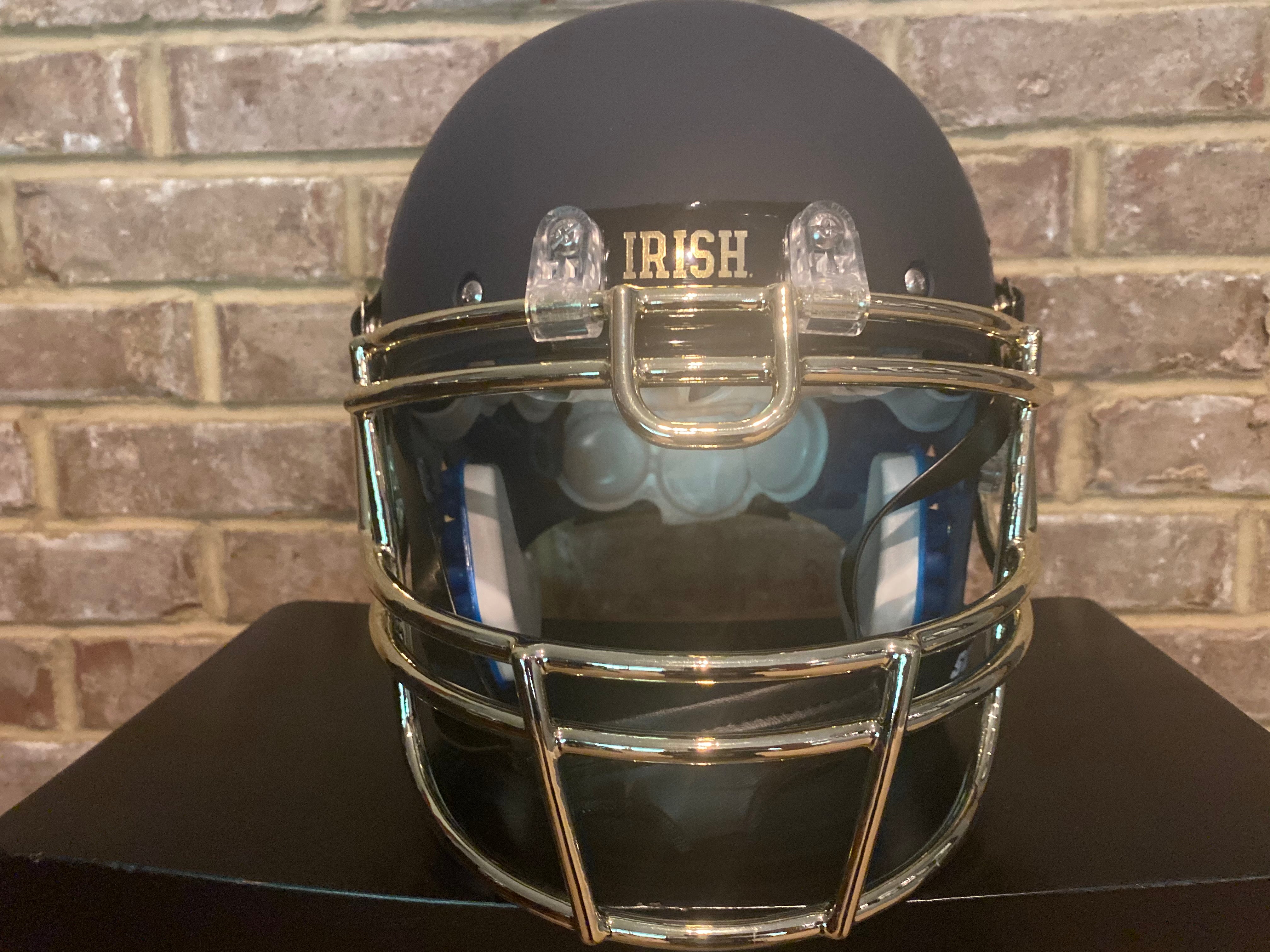 Notre Dame Fighting Irish 2021 Shamrock Navy Authentic Schutt Tradition Full Size Football Helmet - Perfect for Game Day, Collectibles, and Sports Memorabilia Display