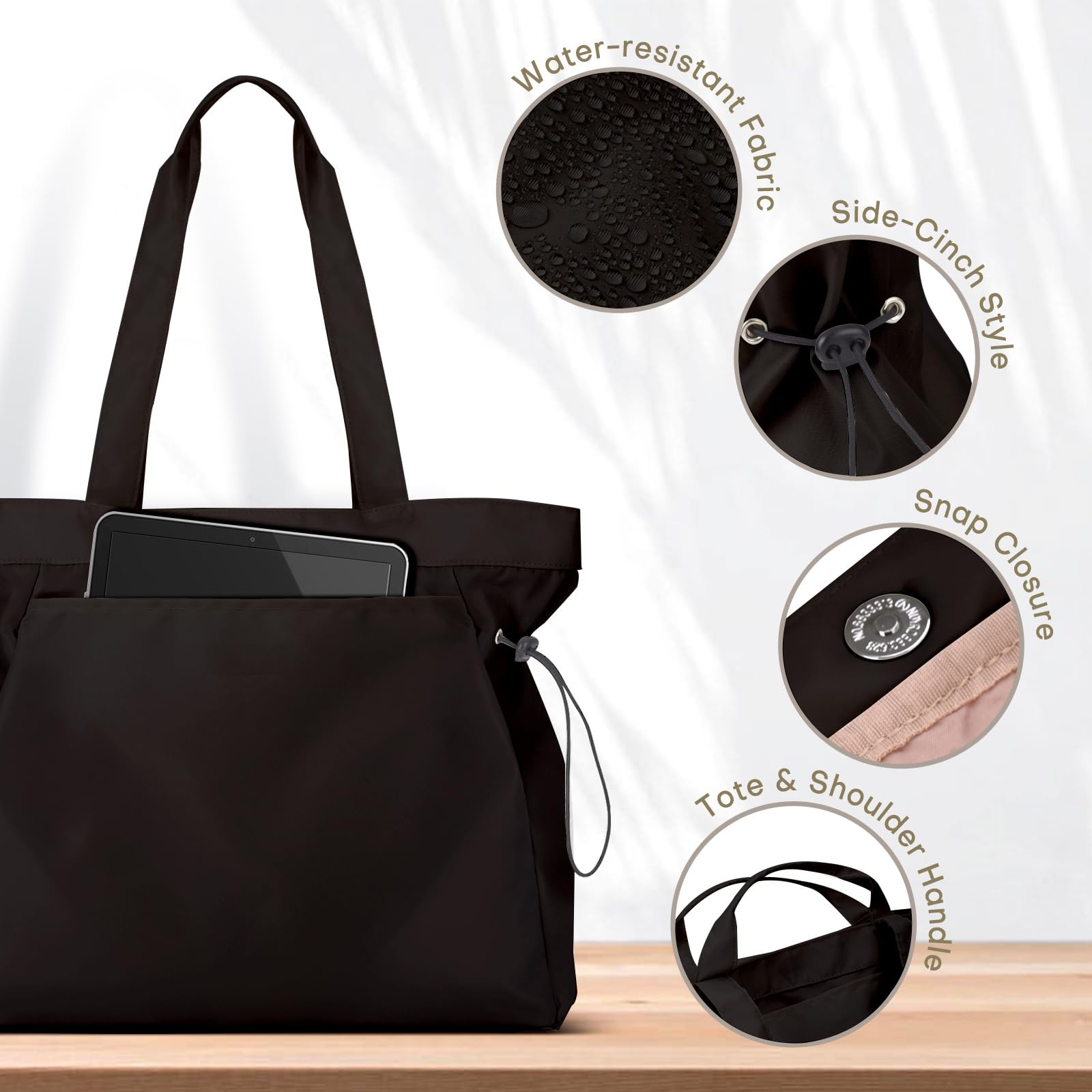 Stylish Foldable Nylon Tote Bag for Women with Zipper - Large Shoulder Bag & Top Handle Handbag - Perfect for Shopping, Travel, Work and Daily Use
