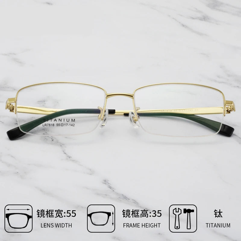Bclear Men's Semi-Rimless Square Titanium Eyeglasses 47818 - Lightweight & Durable Frame for Work, Reading & Everyday Use