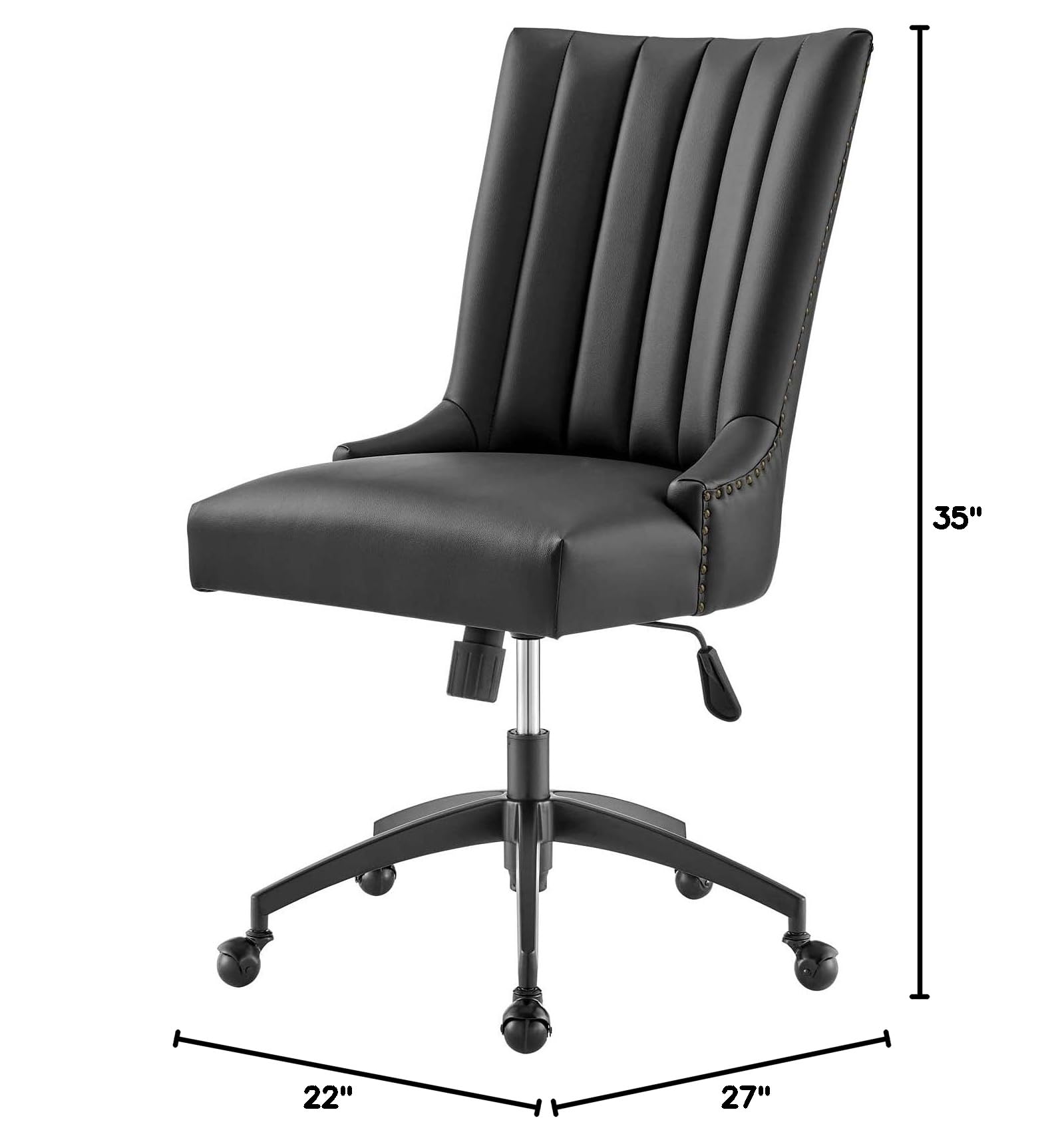 Ergonomic Computer Work Desk Chair - Faux Vegan Leather Office Chair in Black - Modern Contemporary Home Office Chair for Long Hours Sitting, Gaming & Remote Work