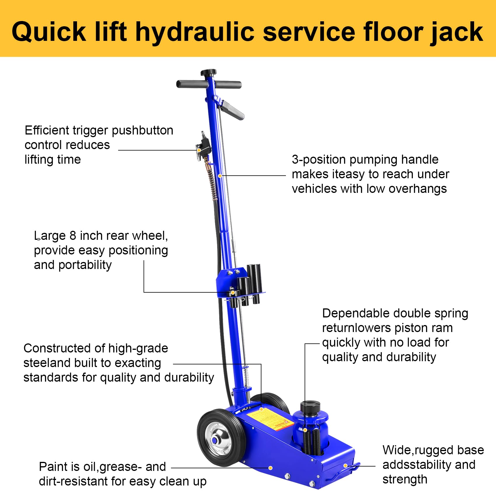 22 Ton Air Hydraulic Floor Jack - Heavy Duty Truck Lift Jack for Auto Repair & Maintenance - Perfect for Professional Mechanics & DIY Car Enthusiasts