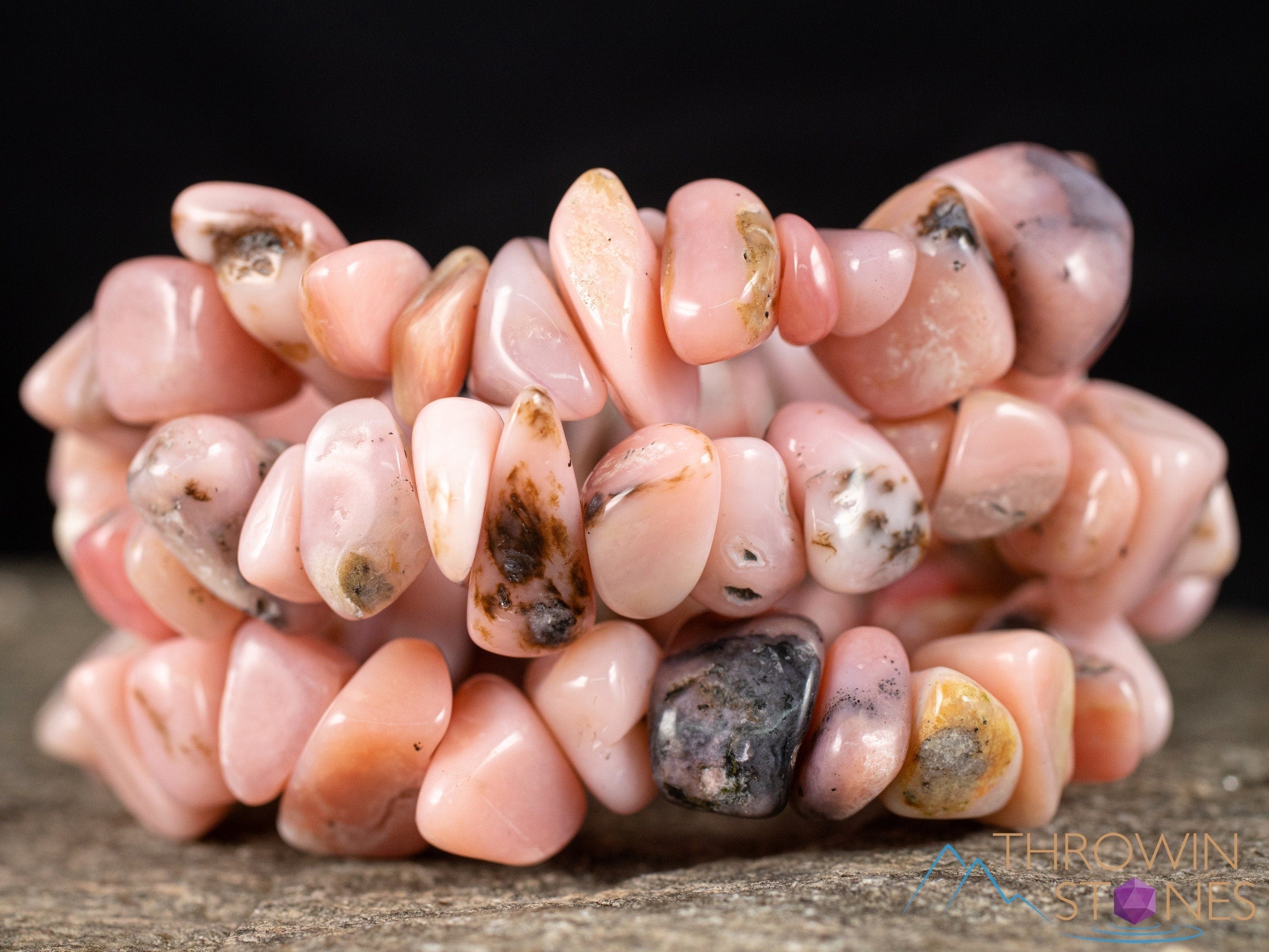Handmade Peruvian Pink Opal Crystal Bracelet - Natural Healing Stone Chip Beads for Women, Spiritual Jewelry Gift for Meditation, Yoga & Positive Energy
