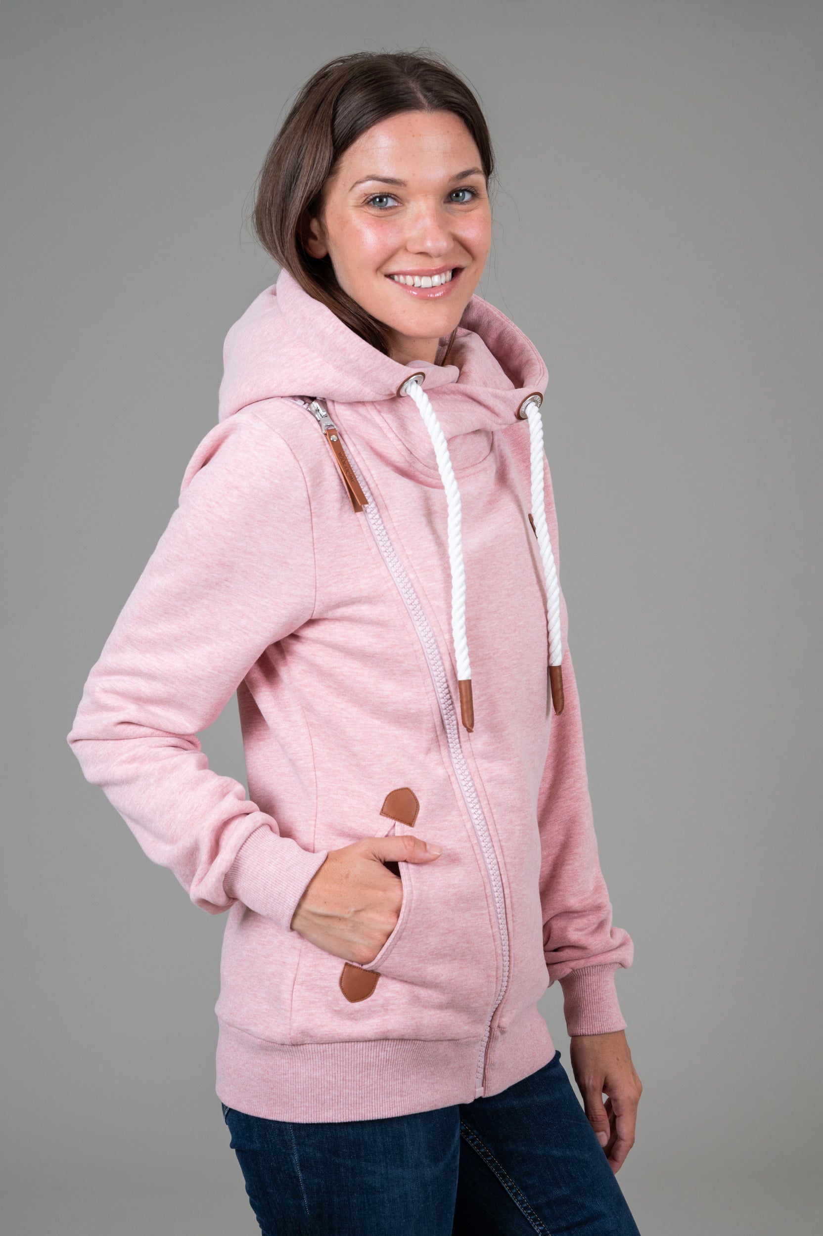 Athena Heather Pink Full Zip Hoodie for Women - Soft & Cozy Fleece Pullover - Casual Outerwear for Fall & Winter - Perfect for Lounging, Running Errands, and Outdoor Activities