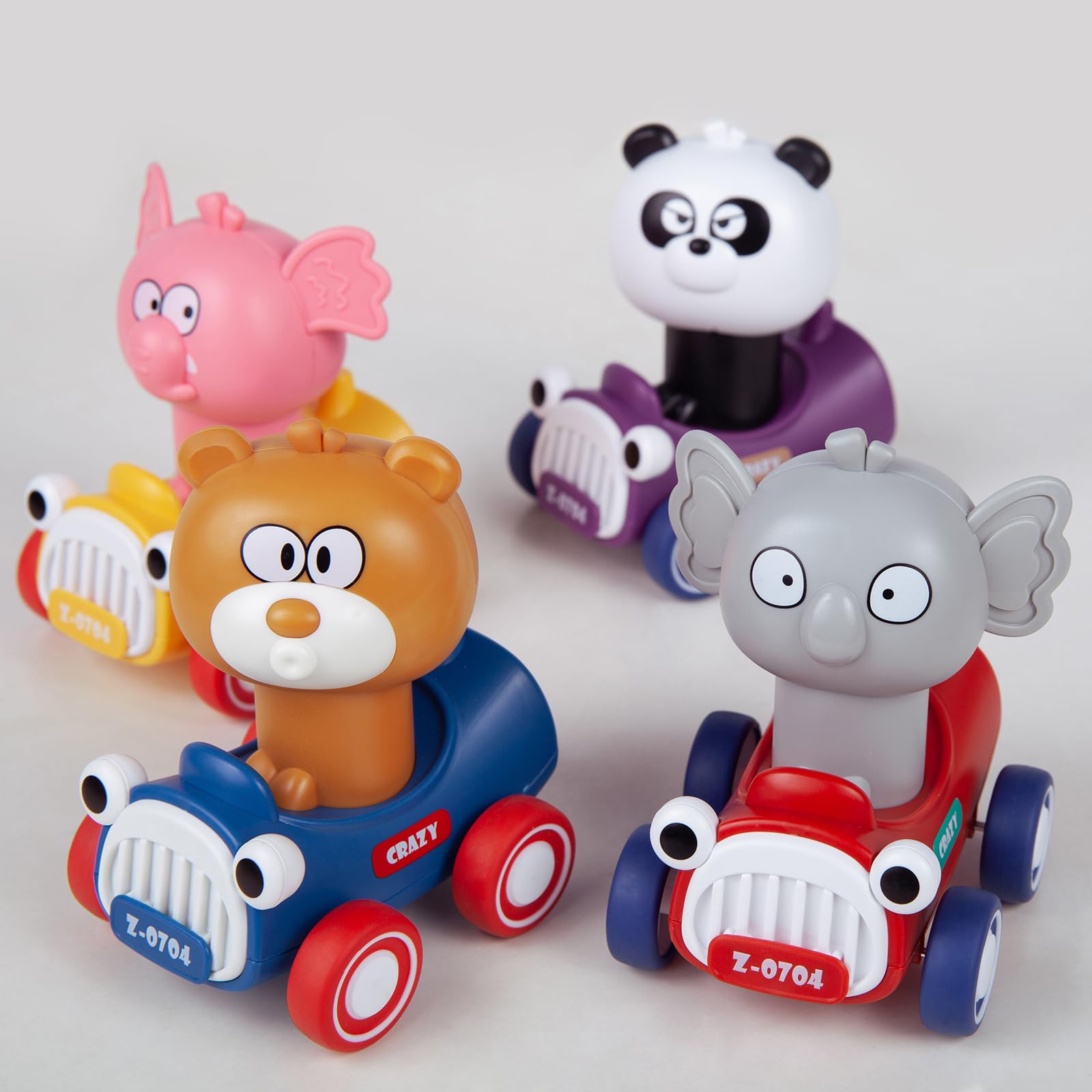 Press and Go Animal Toy Cars for Toddlers 1-3 Years Old - 4 Pack Pull Back Vehicles for 1 2 3 Year Old Boys & Girls - Perfect Birthday Gift & Early Learning Toy for 12-18 Month Babies - Fun Playtime for Home, Daycare or Travel