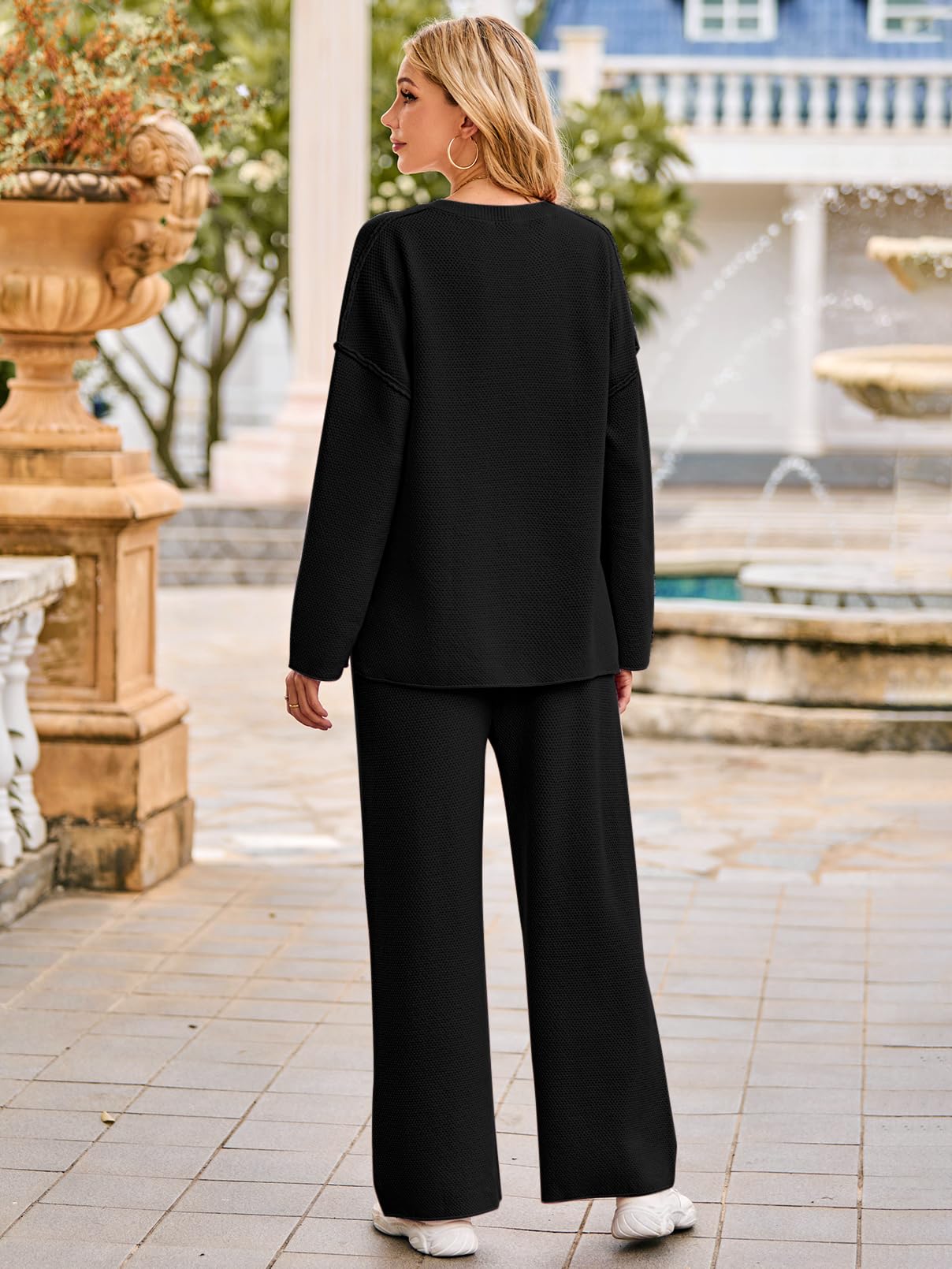 MEROKEETY Women's 2 Piece Outfit Set - Long Sleeve Button Down Knit Pullover Sweater & Lounge Pants Comfy Casual Set | Perfect for Home, Office & Weekend Outings