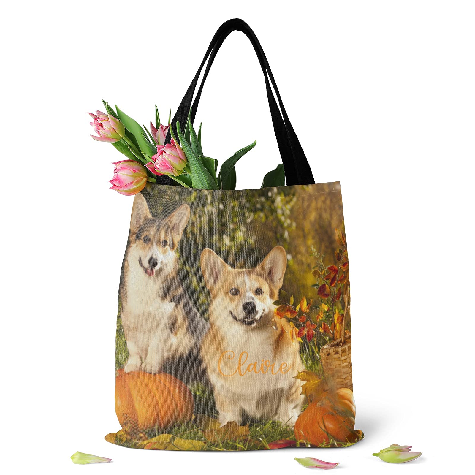 Custom Personalized Name Tote Bag with Sunglasses & Siberian Husky Design - Reusable Canvas Shopping Bag for Women, Travel, Beach & Grocery - Durable Shoulder Handbag Gift Idea