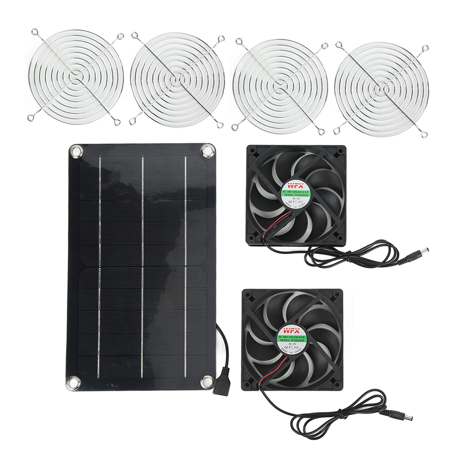 5W 12V Solar Panel Fan Kit - Dual Portable Outdoor Solar Powered Gable Ventilator Exhaust Fan for Greenhouse, Chicken Coop, Pet House & Shed Cooling - Perfect for Car Window Ventilation & Doghouse Air Circulation