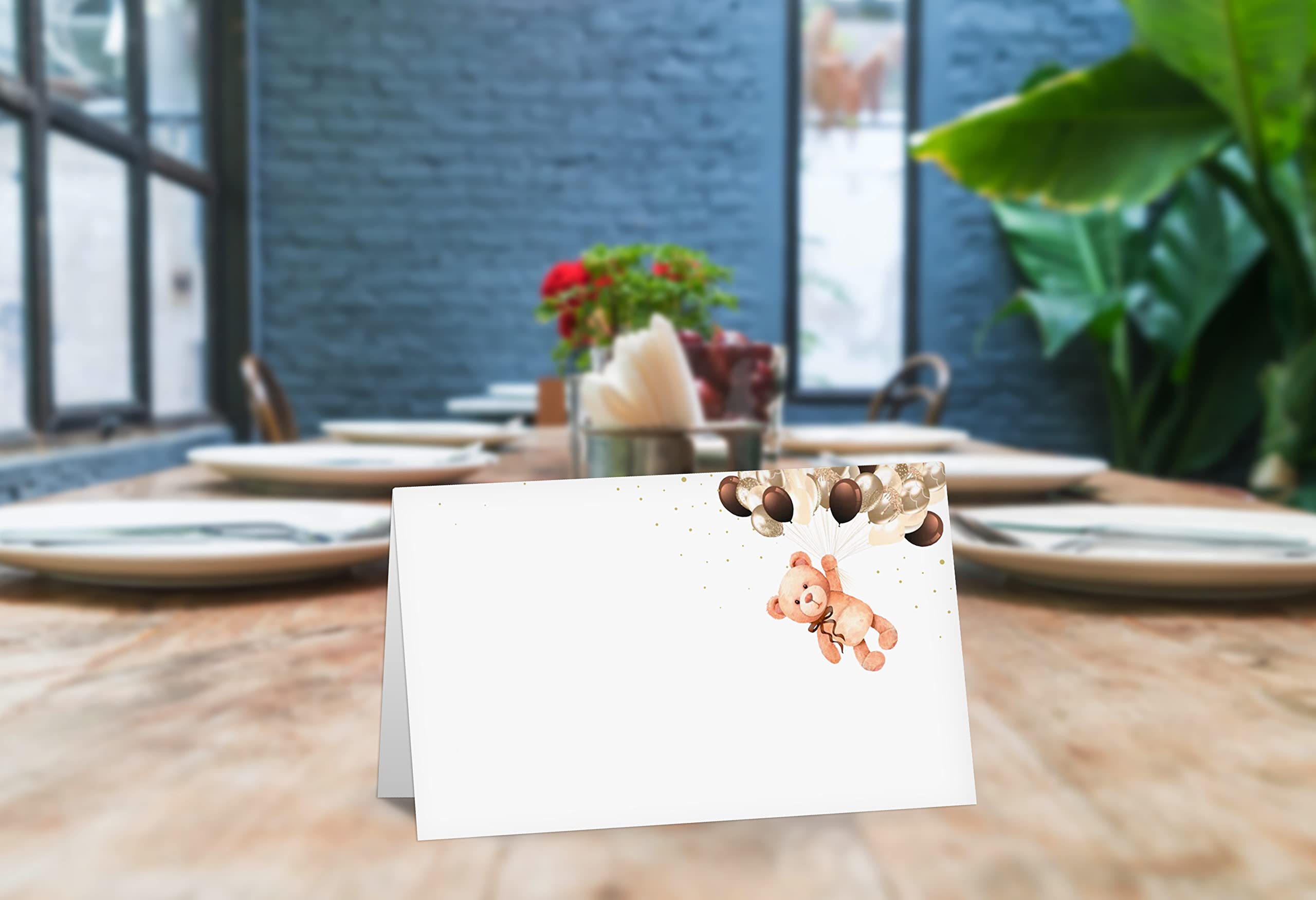 Bear Place Cards Tent Style - 25 Pack Wedding & Baby Shower Party Decorations - Elegant Table Setting Name Cards for Birthday, Bridal Shower, and Baby Shower Events (TAIKA-012)