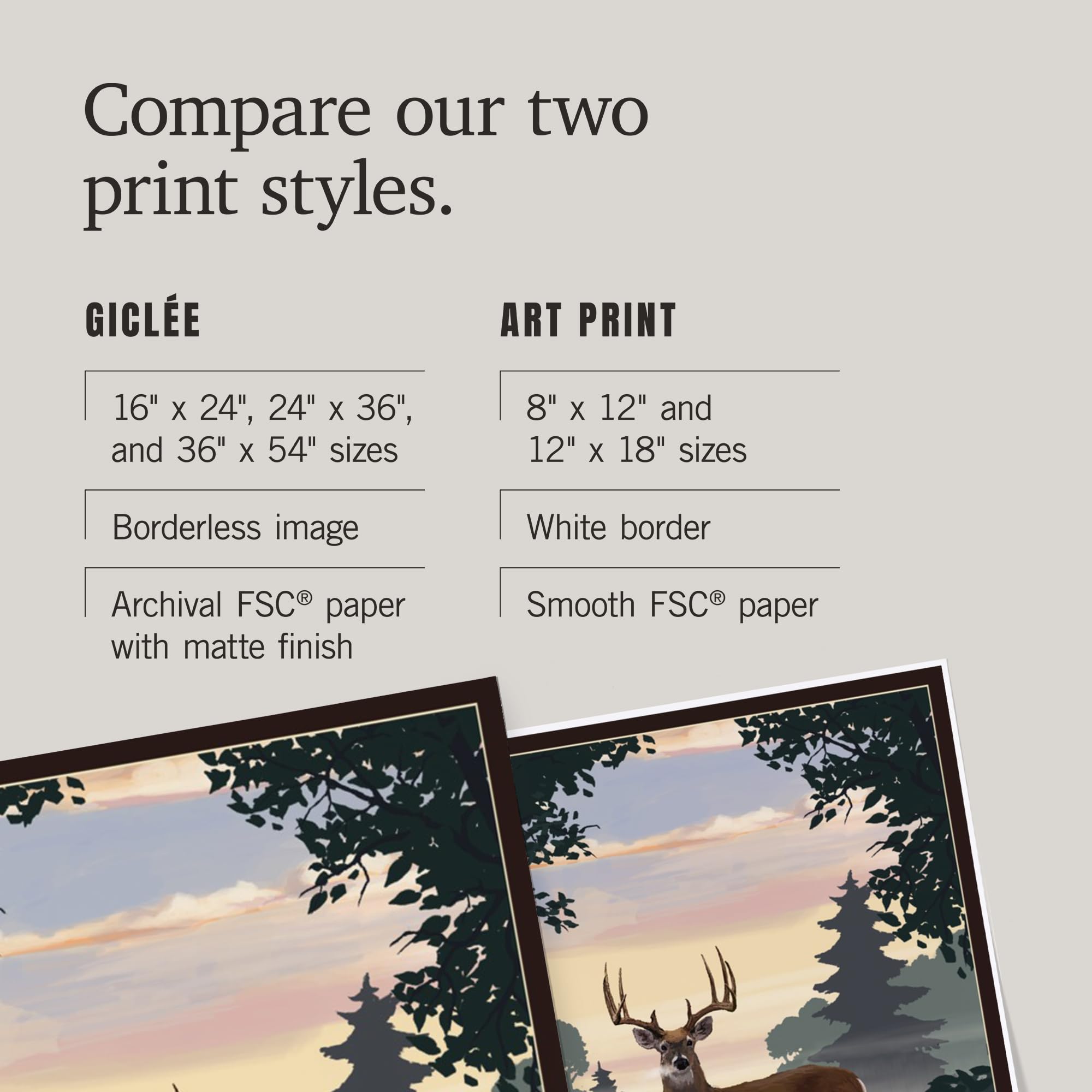 Lantern Press 16x24 Inch Giclee Art Print - Minnesota Deer and Sunrise Landscape Wall Decor | Perfect for Living Room, Bedroom, or Office