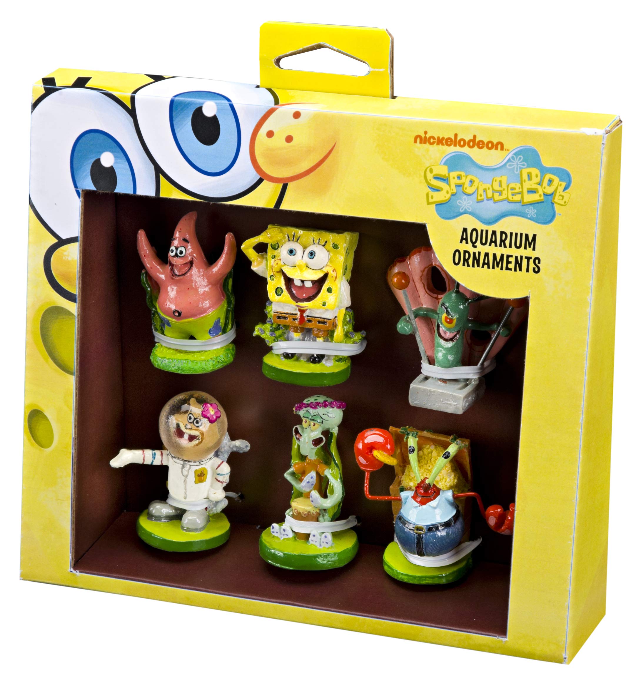 Penn-Plax SpongeBob Mini Aquarium Ornament Set - 6 Piece Underwater Decor for Freshwater & Saltwater Fish Tanks - Perfect for Home, Office, or Kids' Room Aquascaping