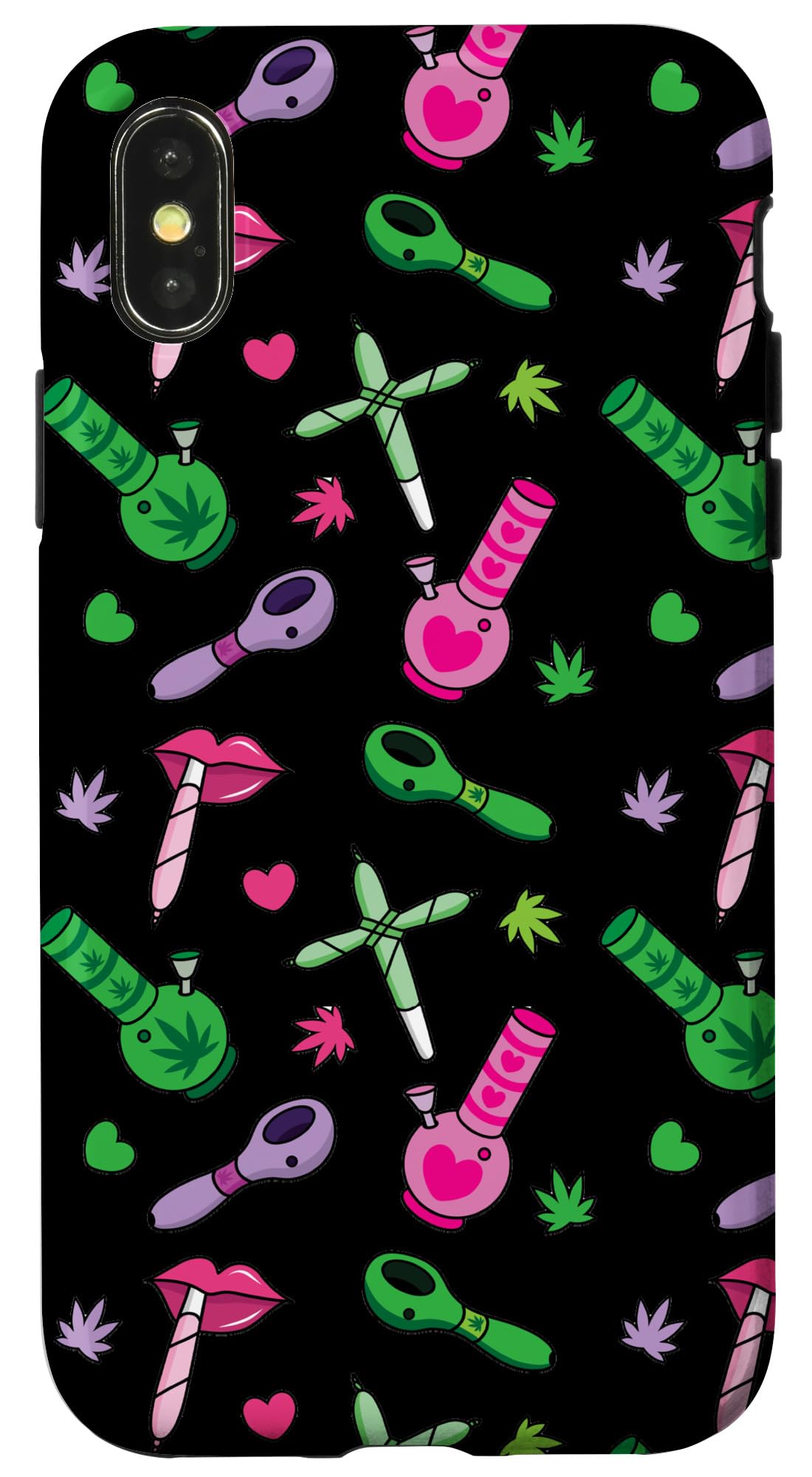 iPhone X/XS Floral Weed Phone Case - Cute Stoner Marijuana 420 Gift for Women - Durable Protective Cover for Everyday Use & Festival Vibes
