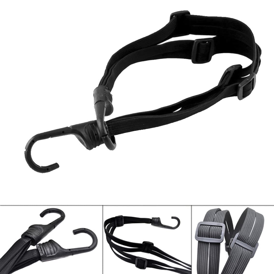 Adjustable Luggage Straps with Hooks - Heavy Duty Elastic Rubber Bands for Suitcases, Motorcycles & Bikes - Secure Travel & Transport Accessories (Black) - Perfect for Air Travel, Road Trips & Outdoor Adventures