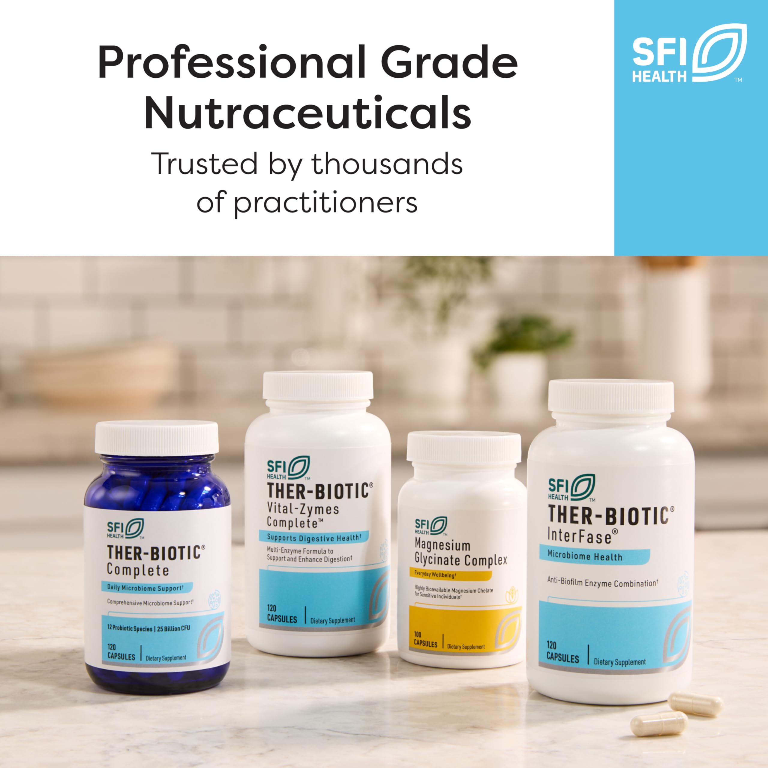 Klaire Labs SFI Health Ther-Biotic Complete - Hypoallergenic Probiotic Supplement for Women & Men - 25 Billion CFU with 12 Strains - Supports Immune & Digestive Health - Acid-Resistant Capsules (120 Count) - Perfect for Daily Gut Health Maintenance & Travel Wellness