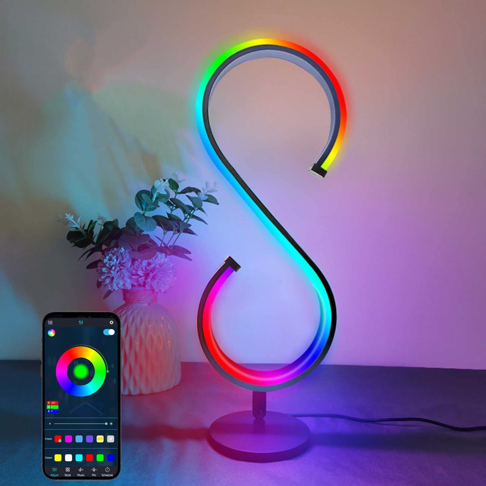 Xiaoki RGB LED Table Lamp with Music Sync & App Control - Smart Remote Color Changing Night Light for Living Room, Bedroom, Gaming Desk - Ambient Lighting for Relaxation, Parties & Home Decor