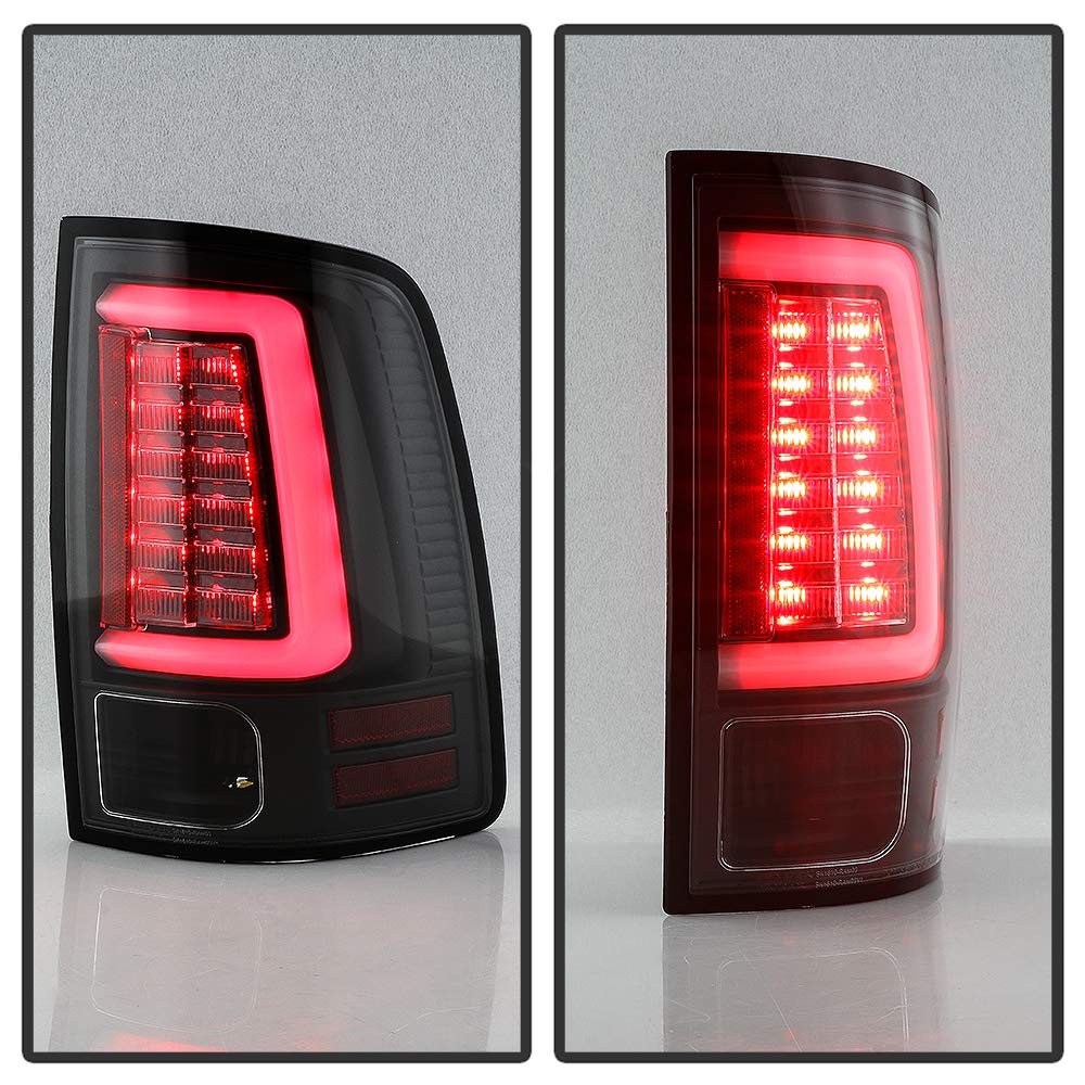 ACANII LED Tube Tail Lights Lamps Assembly for 2013-2018 Dodge Ram 1500 2500 3500 - Black Edition (Driver & Passenger Side) - Enhanced Visibility & Style for Night Driving & Off-Road Adventures