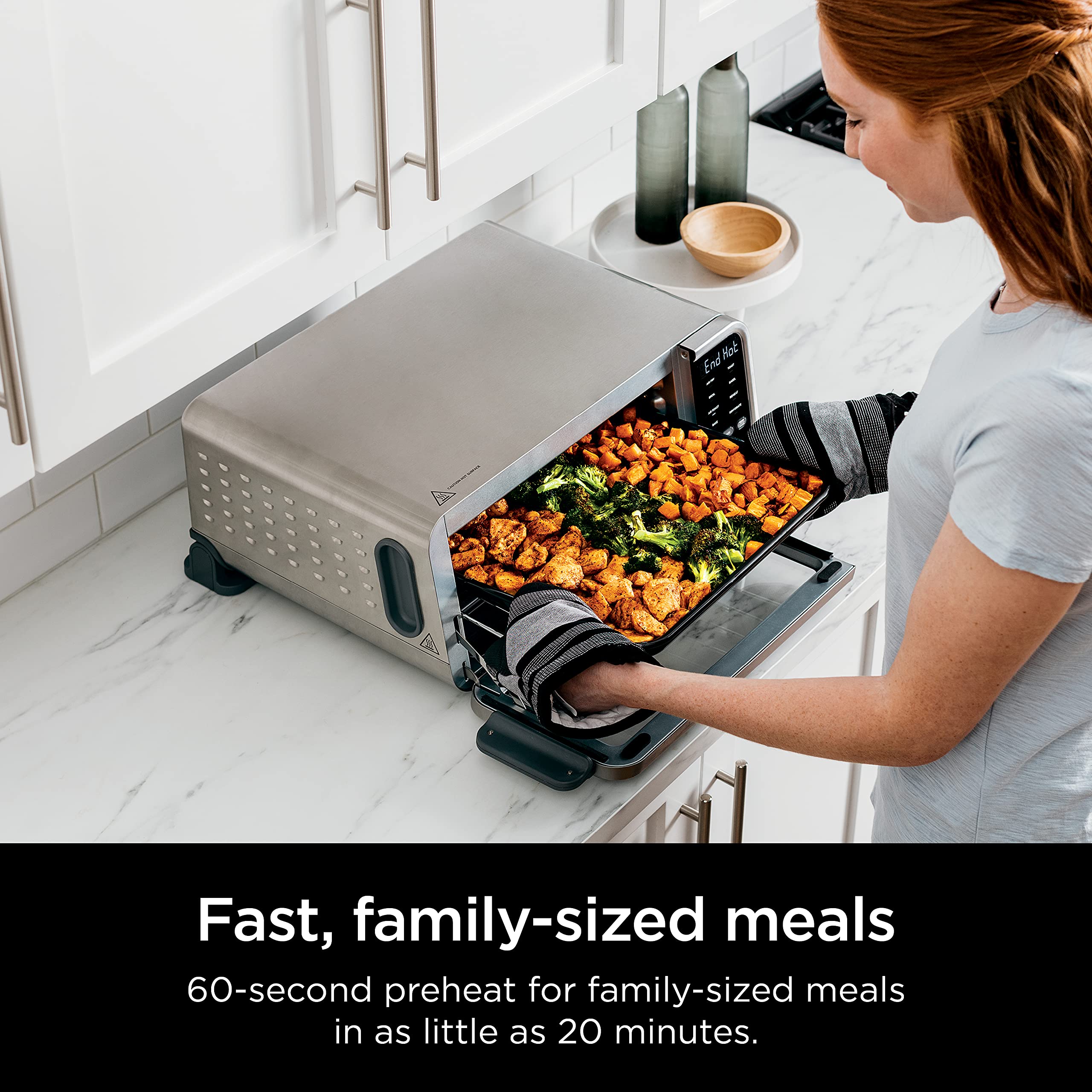 Ninja SP201 Digital Air Fryer Pro 8-in-1 Countertop Oven with XL Capacity - Air Fry, Bake, Roast & More | Extended Height Design with Flip-Up Storage | Includes Air Fry Basket, Wire Rack & Crumb Tray | Perfect for Small Kitchens, Dorms & RV Cooking (Silver)
