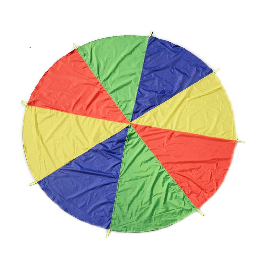 LRPJ Kids Play Parachute with Handles - 2M x 2M Multicolor Parachute for Indoor/Outdoor Games, Gym Class, Birthday Parties & Team Building Activities