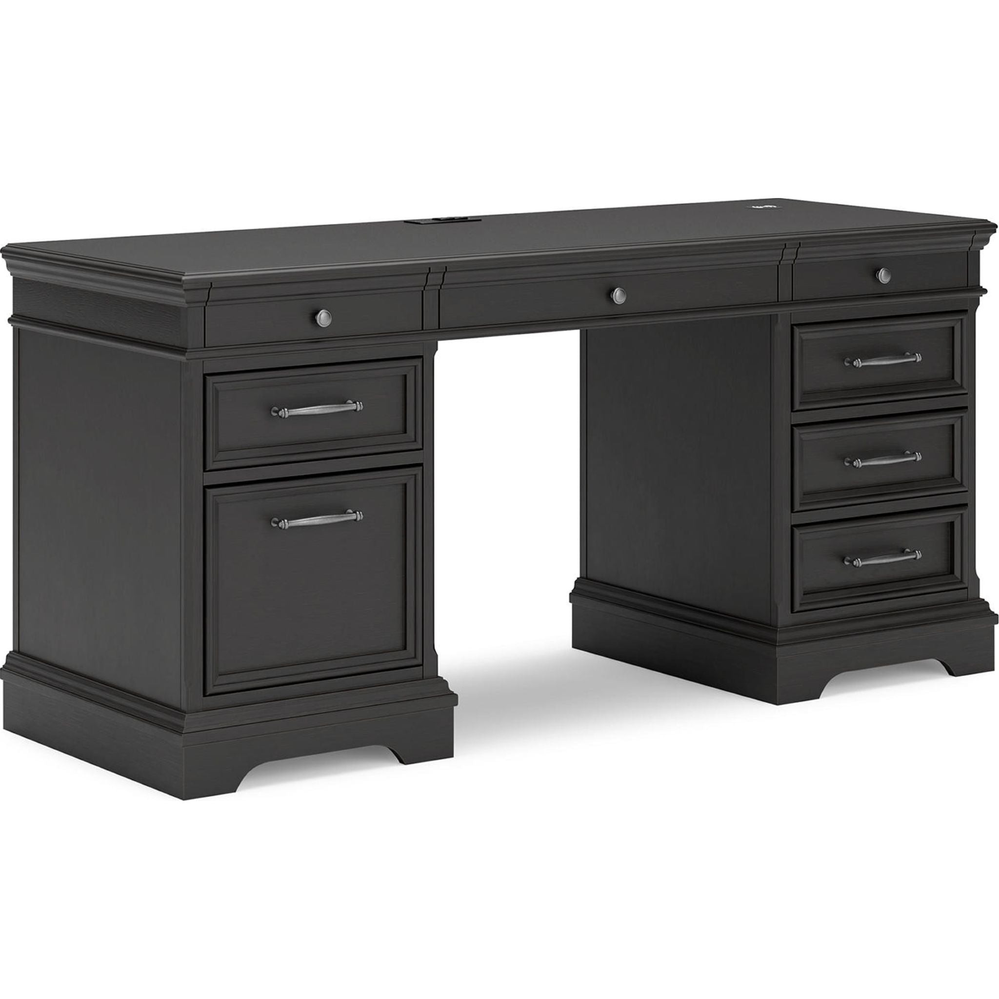 Beckincreek Black Office Desk - Modern Writing Desk for Home & Office Workspace, Study, and Small Spaces
