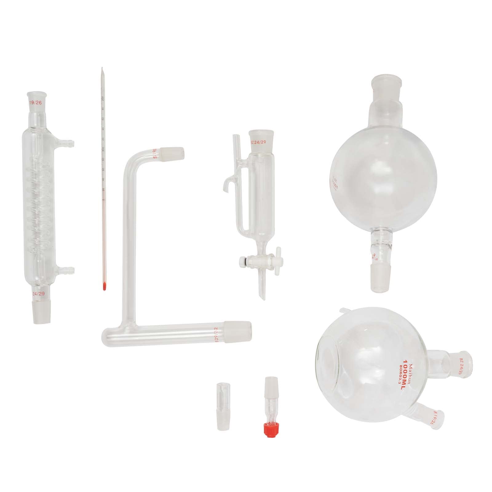 1000ml Essential Oil Distillation Kit with Graham Condenser, Hot Plate & Separator - 1000W 110V Glass Lab Distillation Apparatus for Home DIY, Aromatherapy & Herbal Extracts - Perfect for Essential Oil Making, Hydrosol Production & Small Batch Distilling