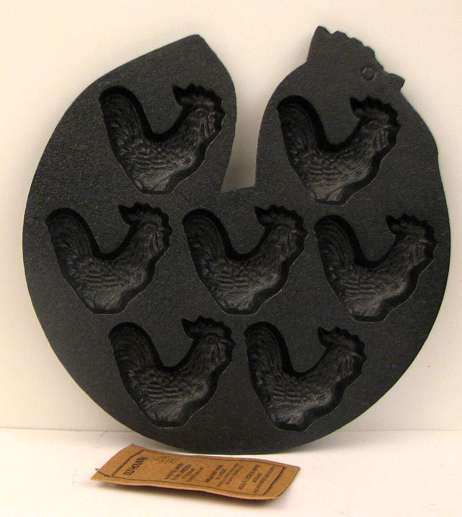 Vintage Cast Iron Rooster Baking Pan - Heavy Duty Nonstick Oven Safe Skillet for Bread, Cake & Pie - Perfect for Rustic Farmhouse Kitchen Decor & Holiday Baking Gifts