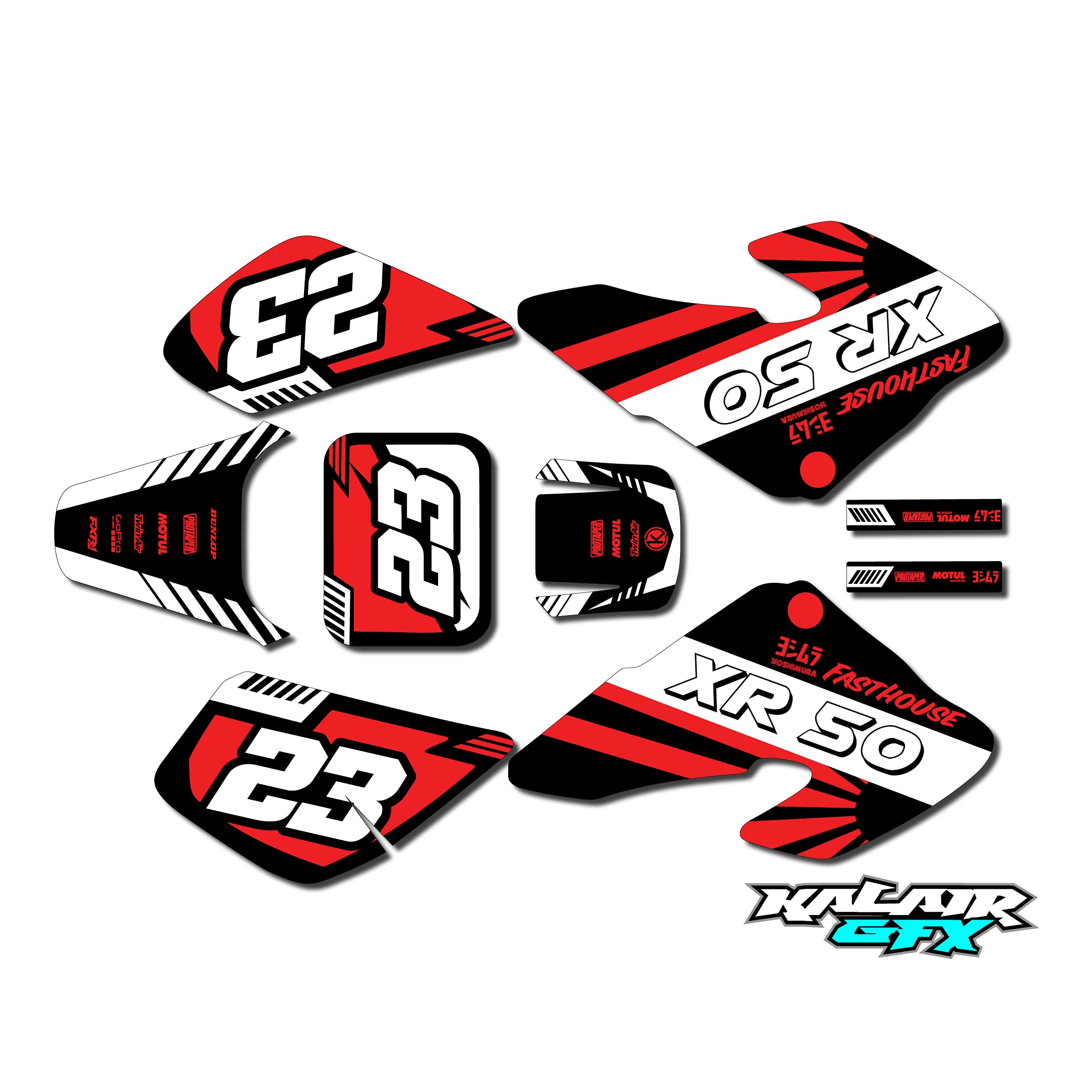 Premium Honda XR50 (2000-2003) FH Series Dirt Bike Graphics Kit - Red & Black 16 Mil Vinyl Stickers for Motocross Racing | High-Quality Dirtbike Decals for Pit Bikes & Motorcycle Accessories | Perfect for Off-Road Racing, Trail Riding & Custom Bike Styling