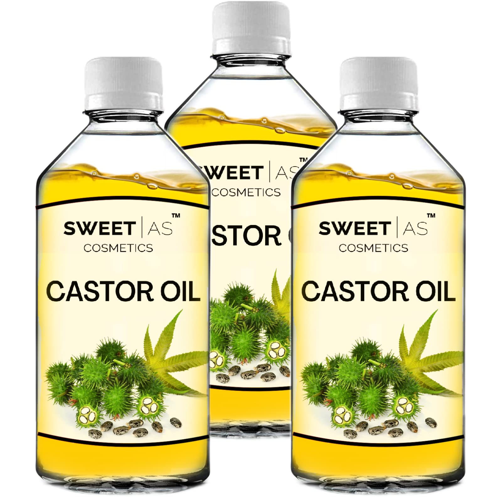 ALLIED Pure Castor Oil 100ml - Natural Hair Growth, Skin Care & Eyelash Treatment (Pack of 3) | For Healthy Scalp, Moisturizing Dry Skin & Thicker Eyelashes