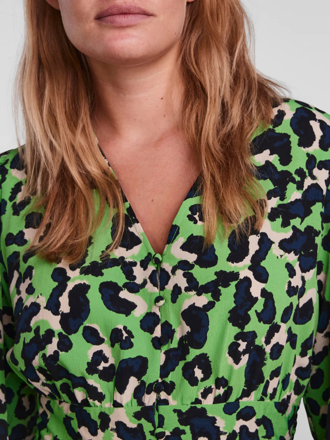 Erinn Midi Dress - Green Grass & Leo Print Floral Summer Dress for Women | Perfect for Beach Vacations, Garden Parties & Date Nights