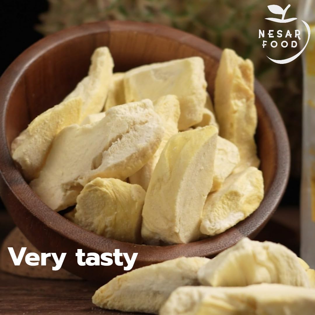 Premium Freeze Dried Durian 100% Natural - No Sugar Added, Real Fruit Snack, Crunchy & Delicious (3.5 oz) - Perfect for Healthy Snacking, Camping, Hiking & On-the-Go Nutrition