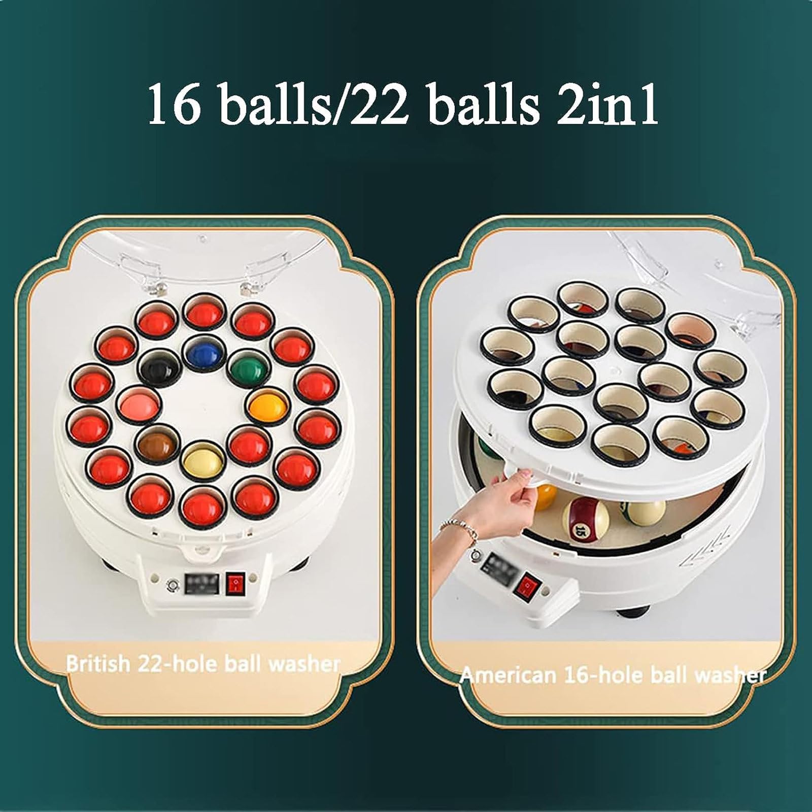 Automatic Billiard Ball Polishing & Cleaning Machine for 16/22 Balls - Pool Ball Washer & Polisher for Professional & Home Use - Perfect for Pool Halls, Game Rooms & Home Entertainment