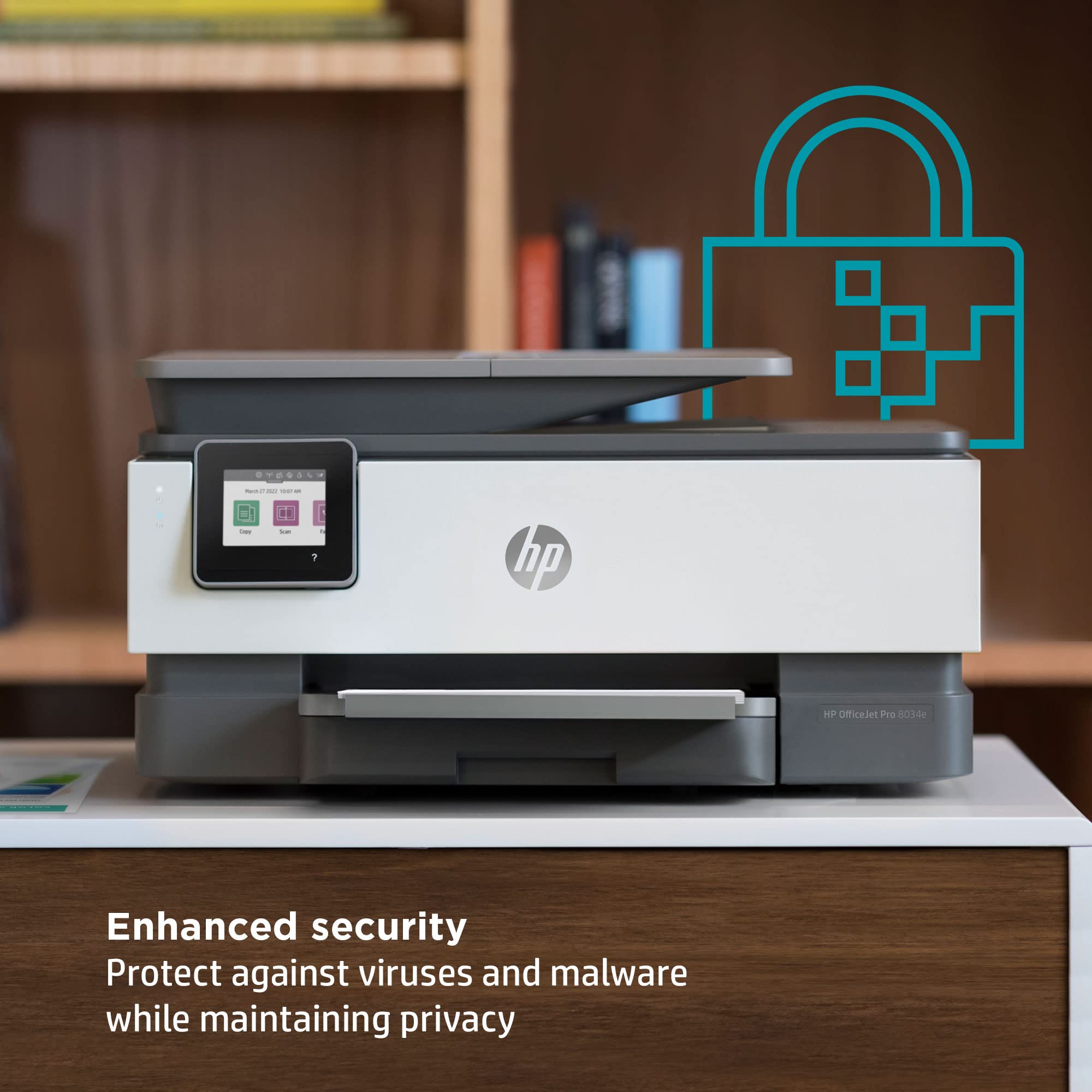 HP OfficeJet Pro 8034e All-in-One Wireless Printer with Scanner, Copier & Fax | High-Speed Printing | White | Ideal for Home Office & Small Business Use
