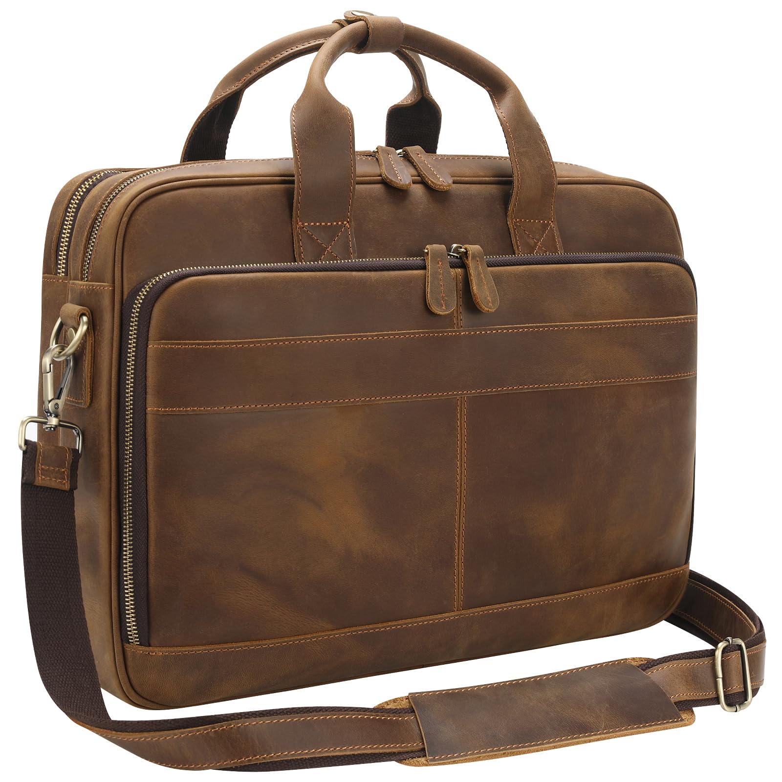 Jack & Chris Genuine Leather Briefcase for Men - Professional Business Laptop Messenger Bag for Work, Travel & Office - Durable 15.6 Inch Computer Bag with Shoulder Strap (Perfect for Business Trips, Commuting & Daily Office Use)