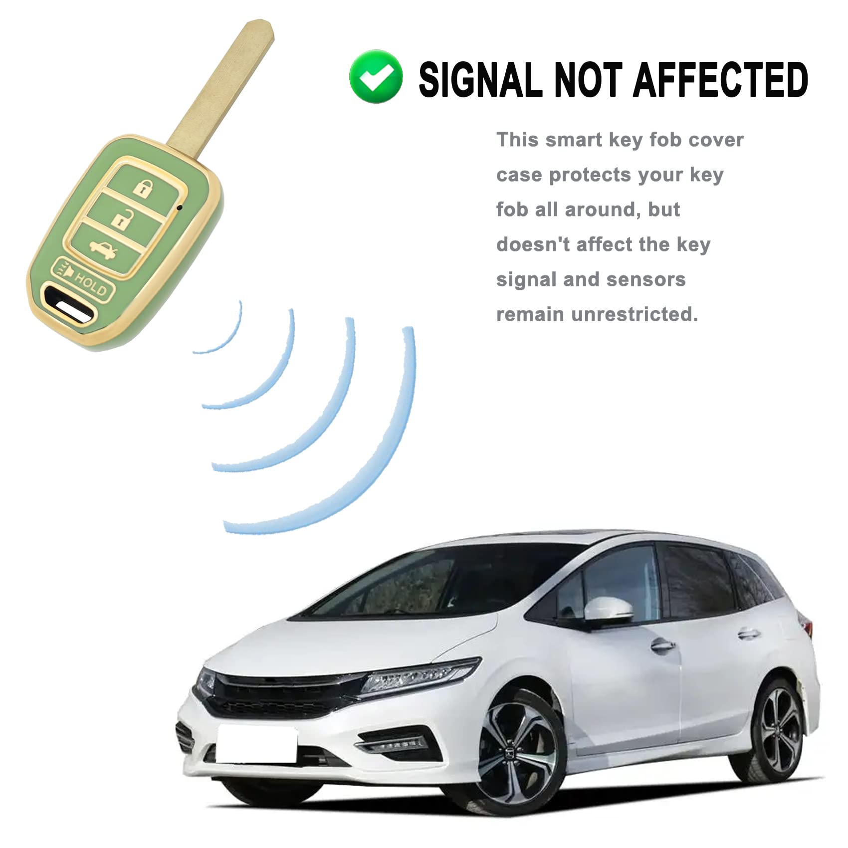 Premium Key Fob Cover Case for Honda Accord Civic CR-V HR-V - Durable Remote Key Holder Skin Protector & Keyless Entry Sleeve Accessories (Green) - Perfect for Car Key Protection & Daily Use