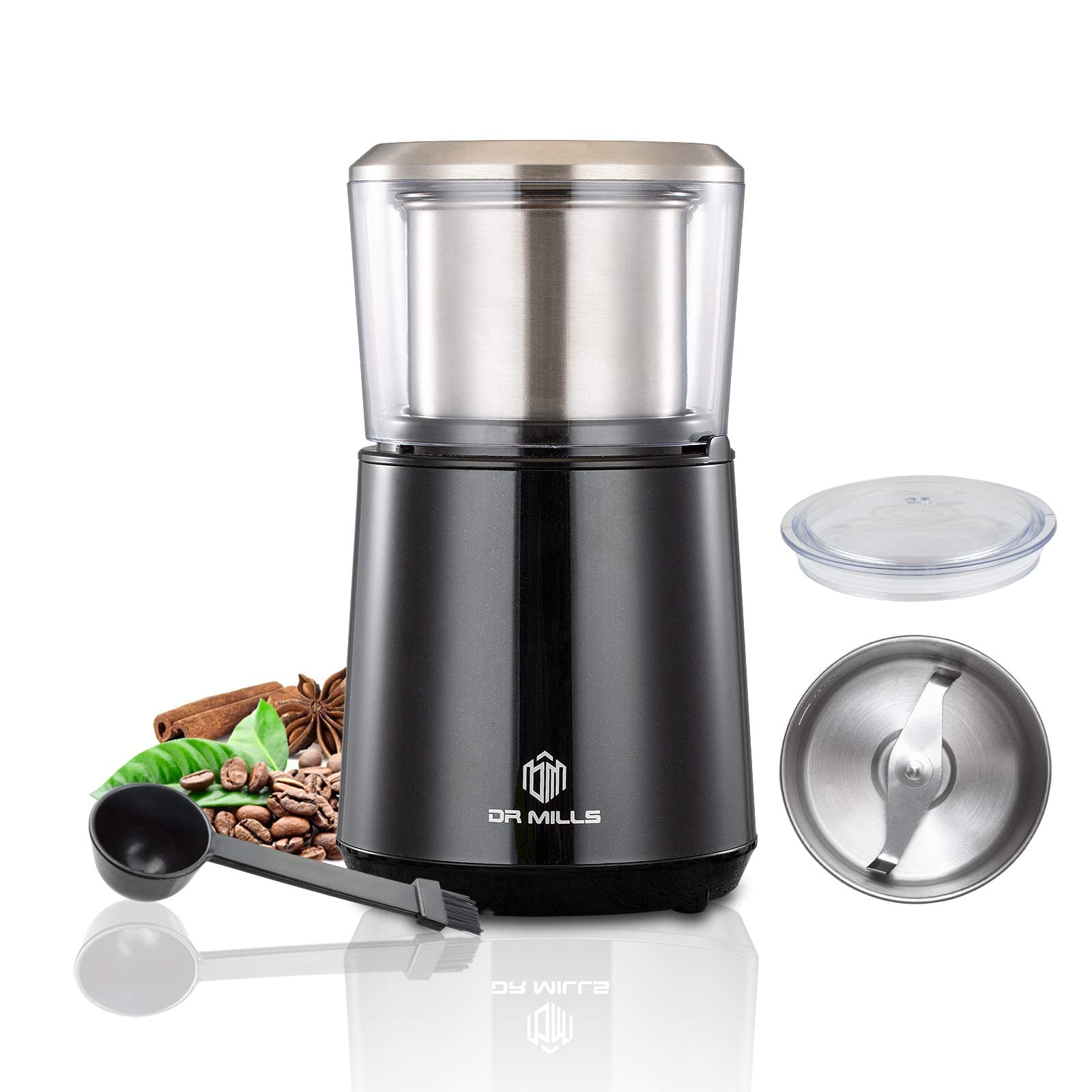 DR MILLS DM-7451 Electric Spice & Coffee Grinder - Detachable Cup, Dishwasher Safe - Perfect for Grinding Coffee Beans, Nuts, Herbs & Spices at Home or Cafe