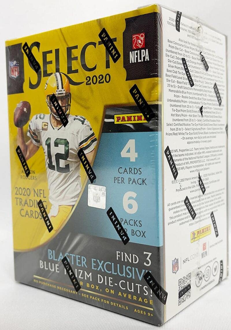 2020 Panini Select Football 6-Pack Blaster Box with Blue Prizms - NFL Trading Cards Collection for Collectors & Fantasy Football Fans - Perfect for Gifts, Display, and Trading