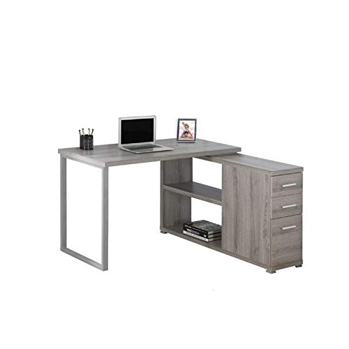 Scranton & Co L-Shaped Computer Desk in Dark Taupe - Modern Home Office Desk for Gaming, Work & Study with Spacious Workstation